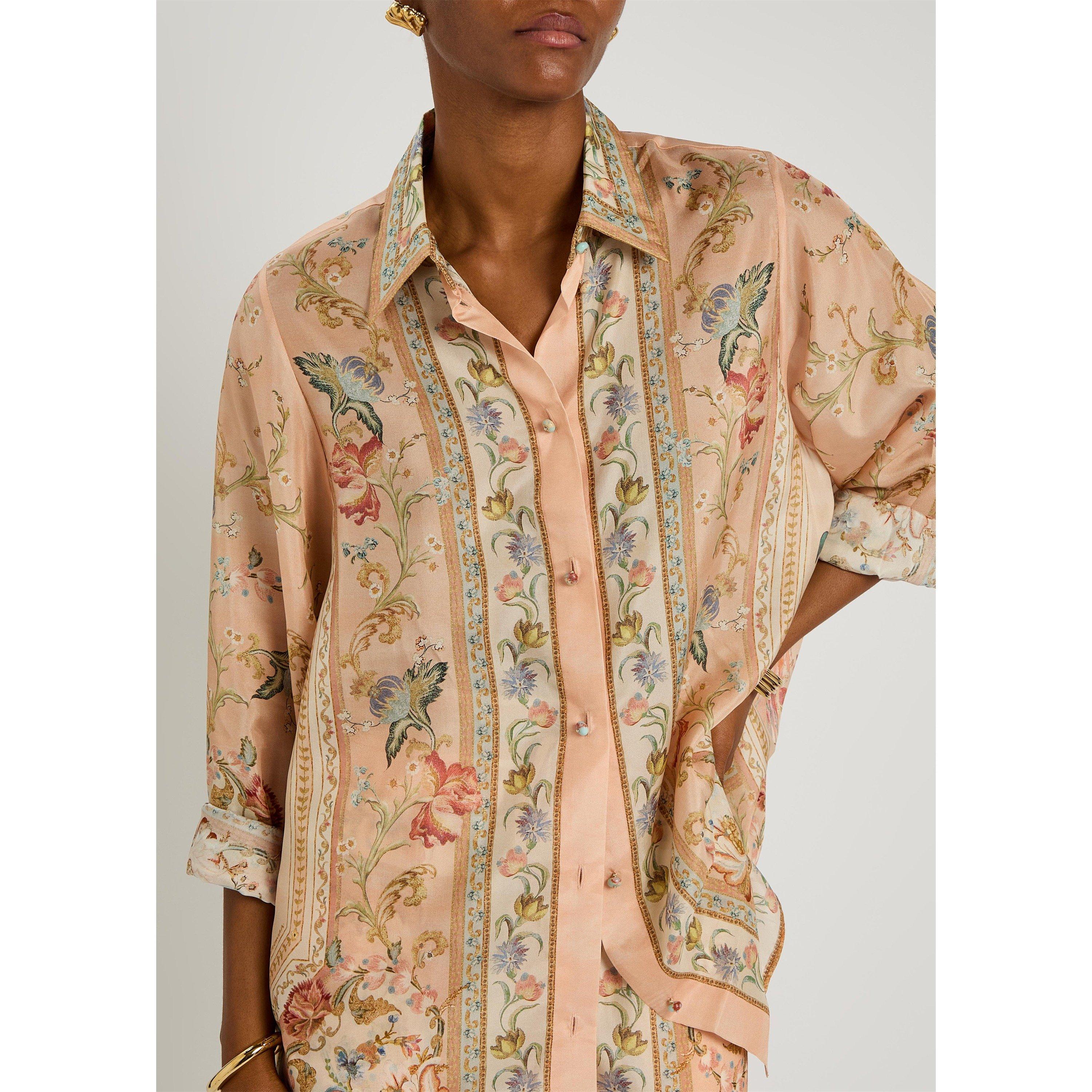 PINK AND OTHER - Zimmermann - Women's Roselight Silk Long-Sleeve Relaxed-Fit Blouse - 4