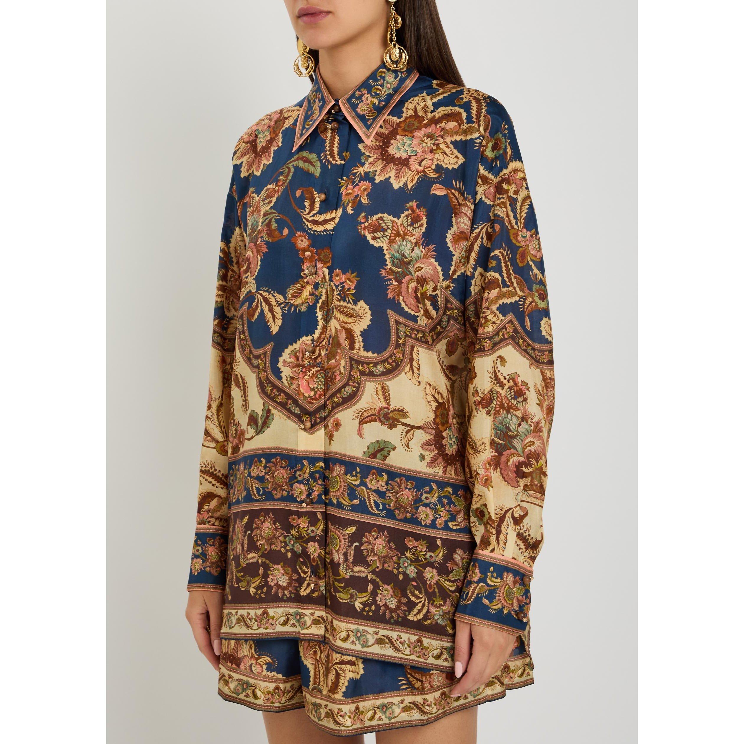 NAVY AND OTHER - Zimmermann - Women's Aster Silk Relaxed-Fit Blouse - 2