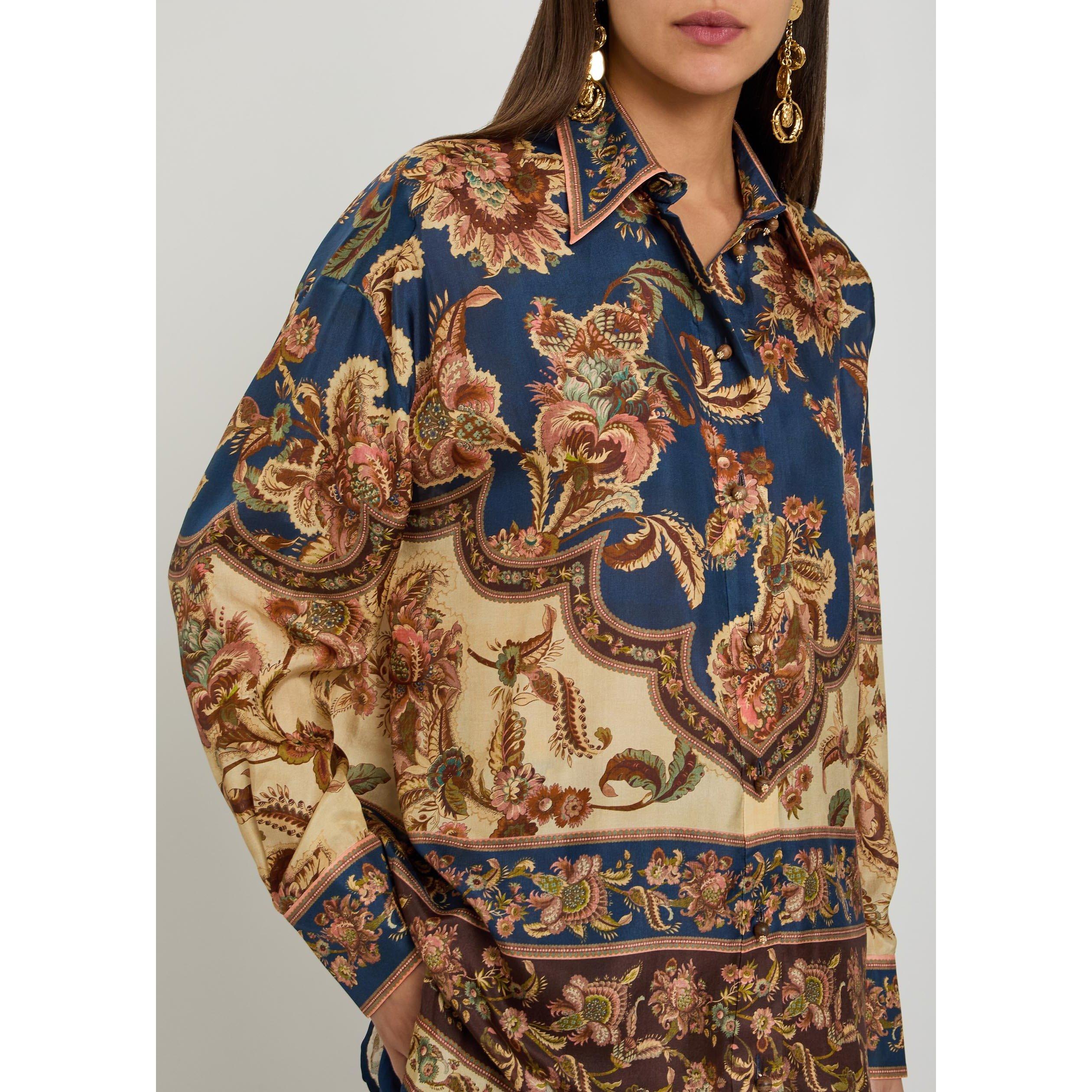 NAVY AND OTHER - Zimmermann - Women's Aster Silk Relaxed-Fit Blouse - 4
