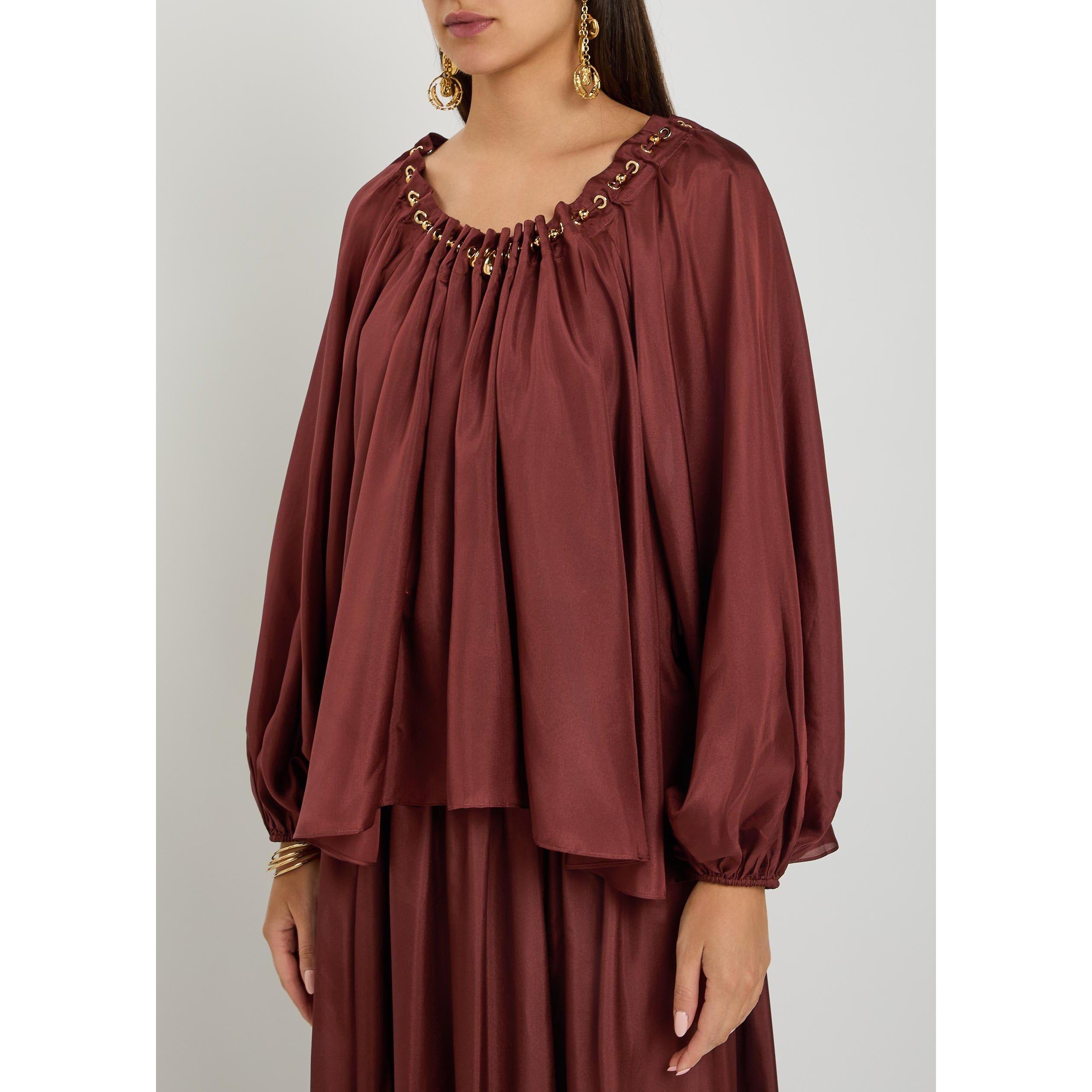 DARK RED - Zimmermann - Aster Gathered Bead Blouse - 2