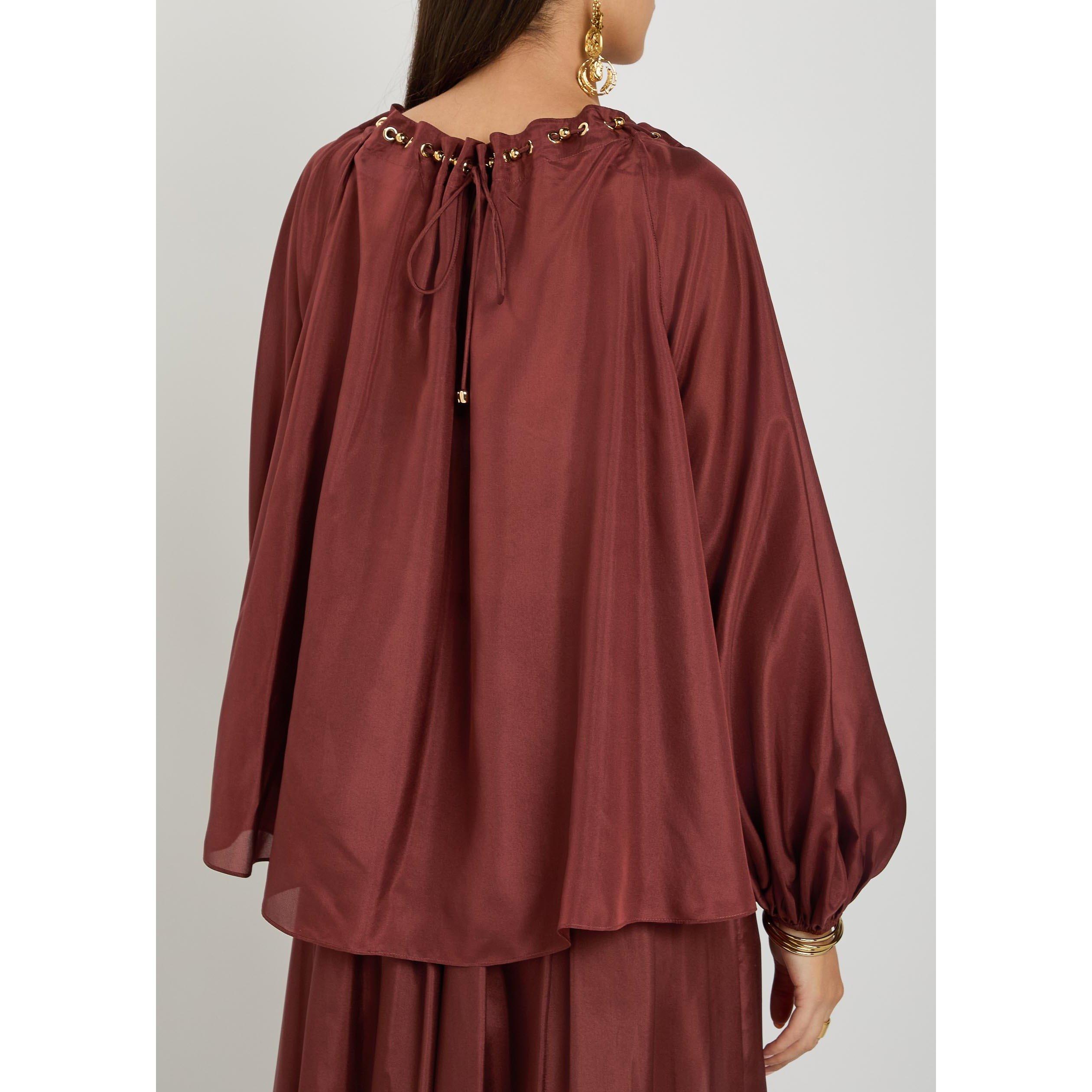 DARK RED - Zimmermann - Aster Gathered Bead Blouse - 3