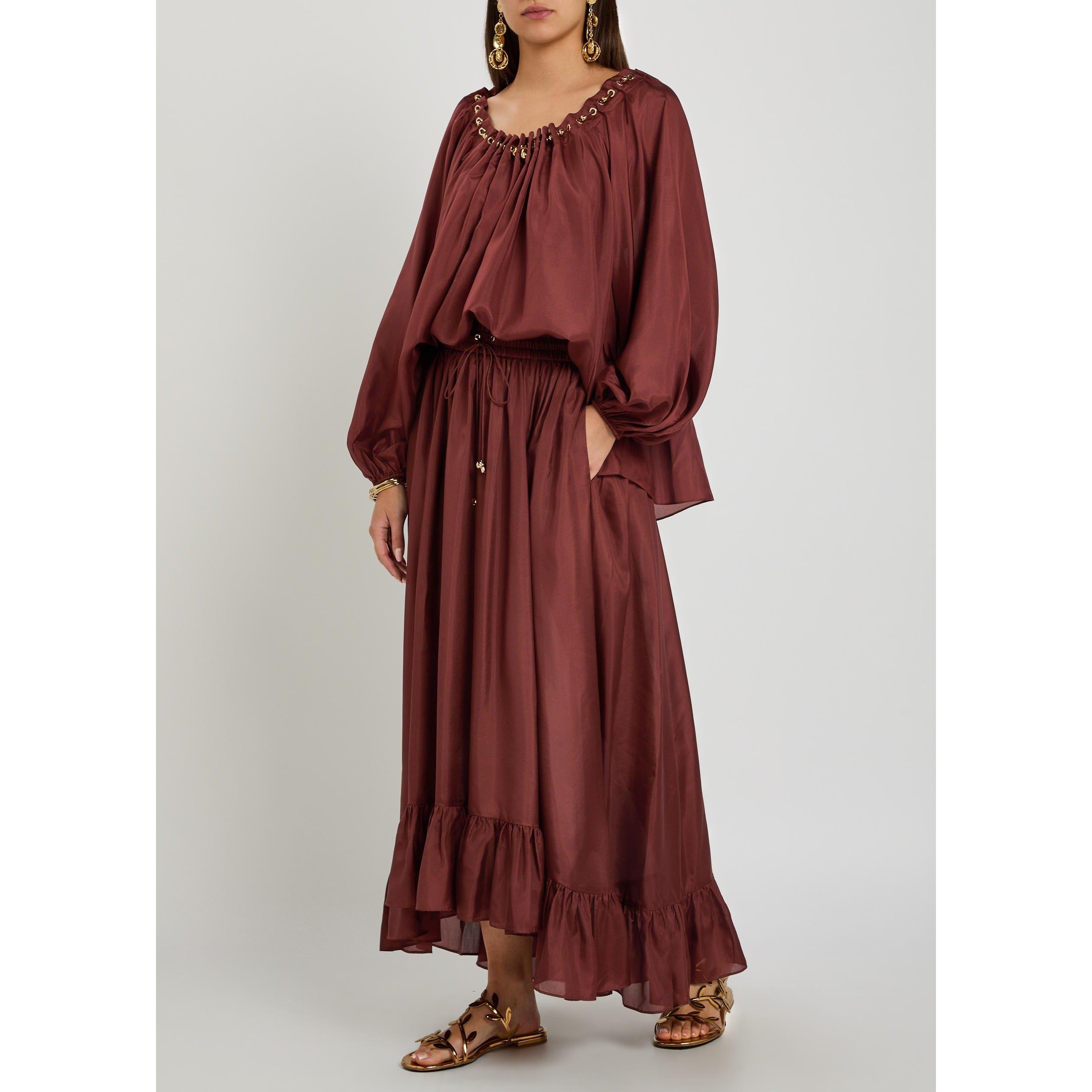 DARK RED - Zimmermann - Aster Gathered Bead Blouse - 5