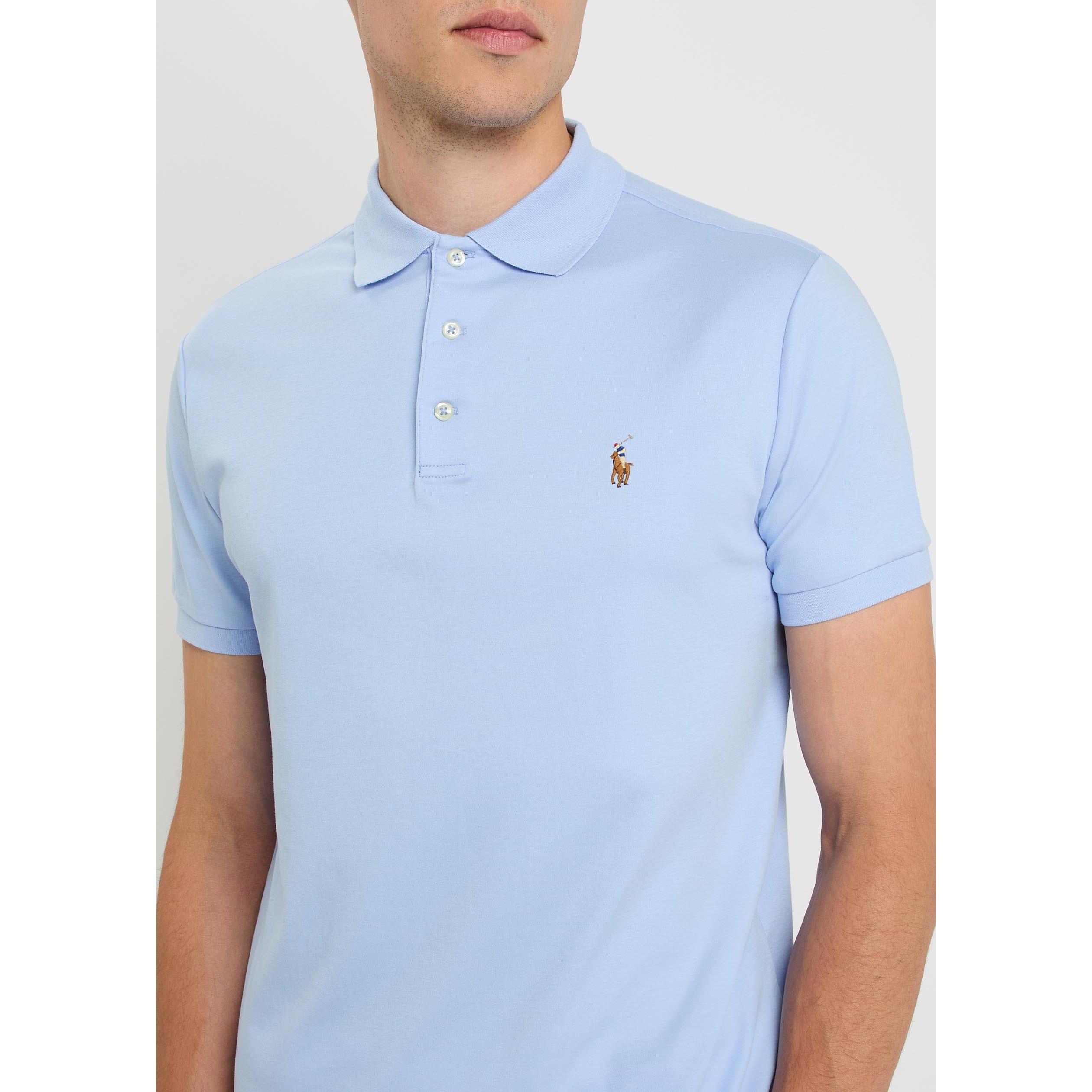 MID BLU - Polo Ralph Lauren - Men's Short-Sleeve Cotton Slim-Fit Polo Shirt - 4