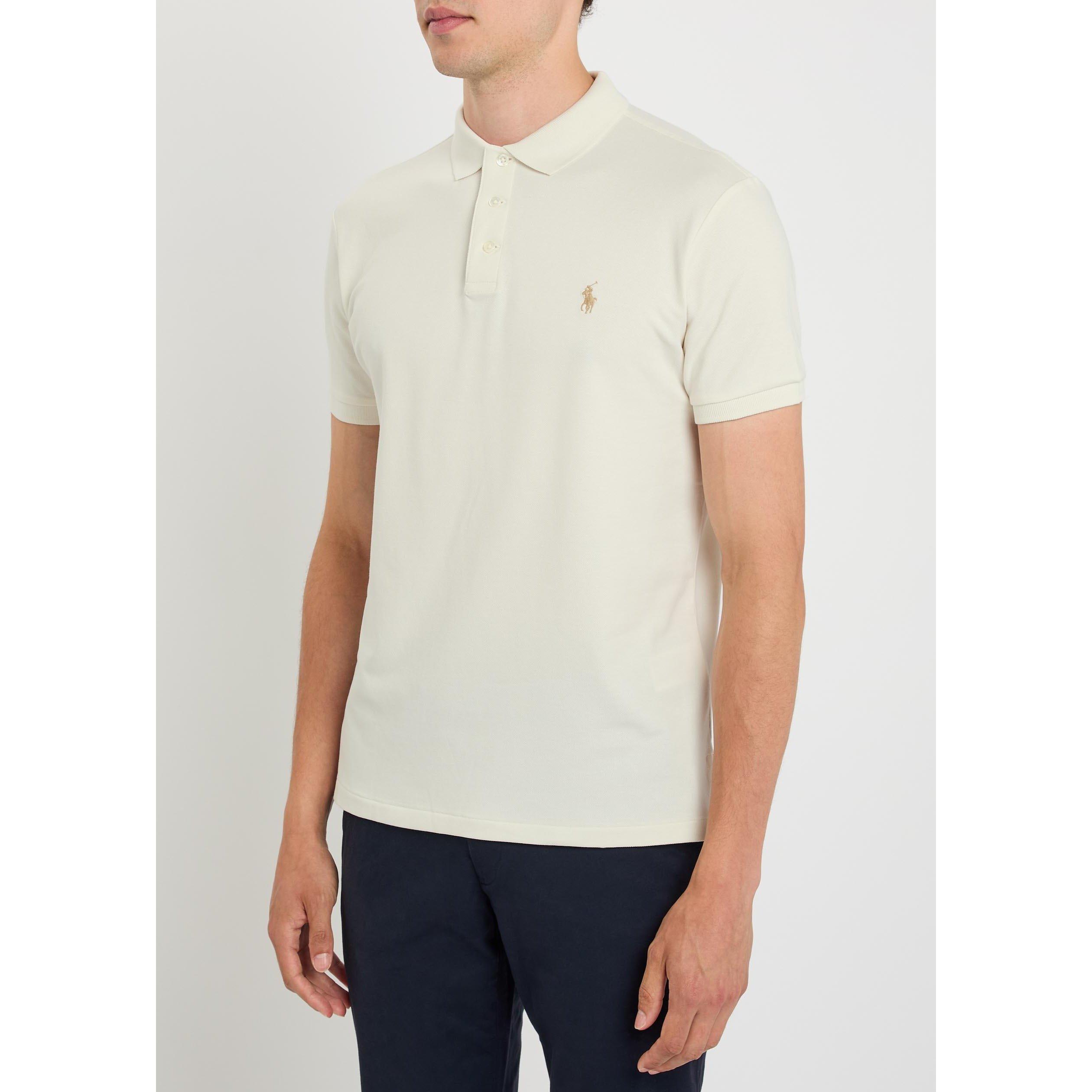 CREAM - Polo Ralph Lauren - Men's Cotton Short-Sleeve Slim-Fit Polo Shirt - 2