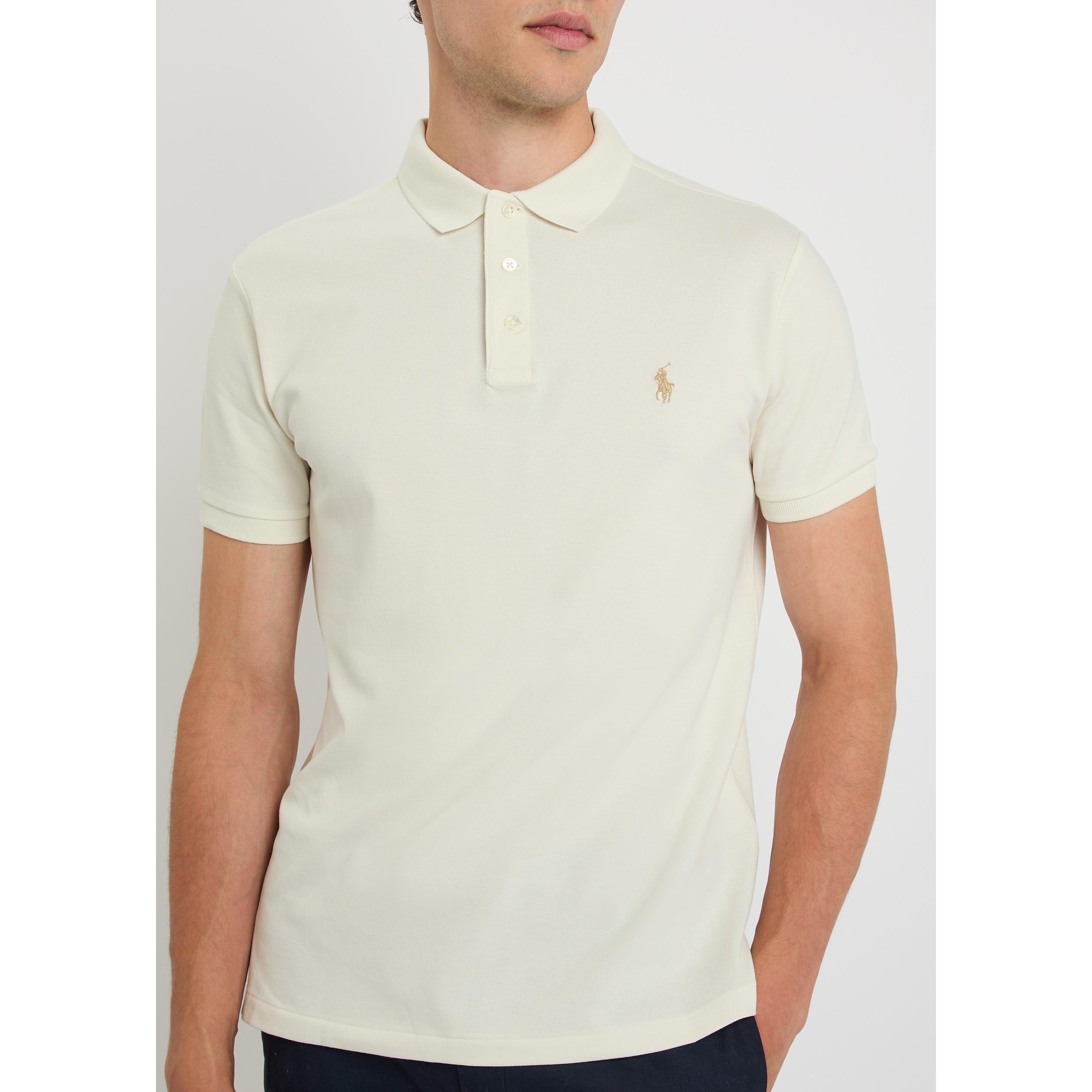 CREAM - Polo Ralph Lauren - Men's Cotton Short-Sleeve Slim-Fit Polo Shirt - 4