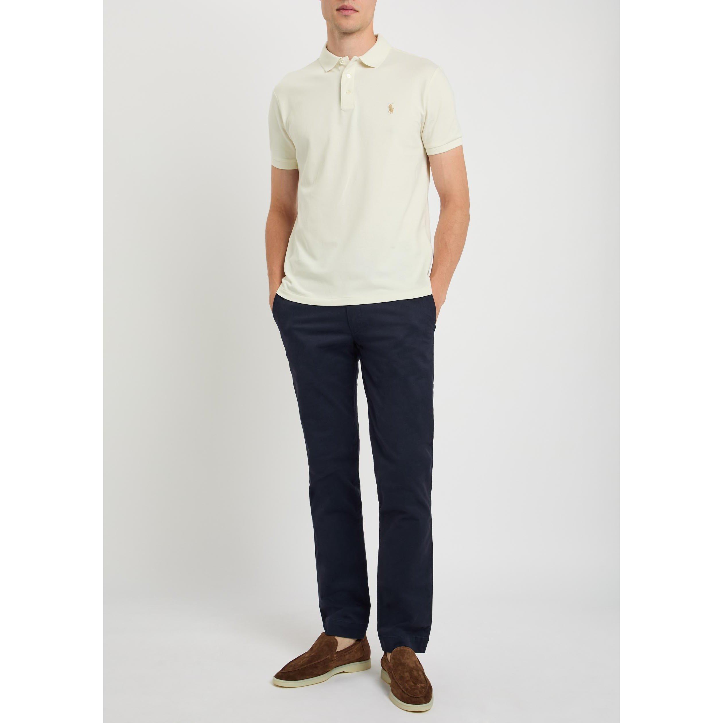 CREAM - Polo Ralph Lauren - Men's Cotton Short-Sleeve Slim-Fit Polo Shirt - 5