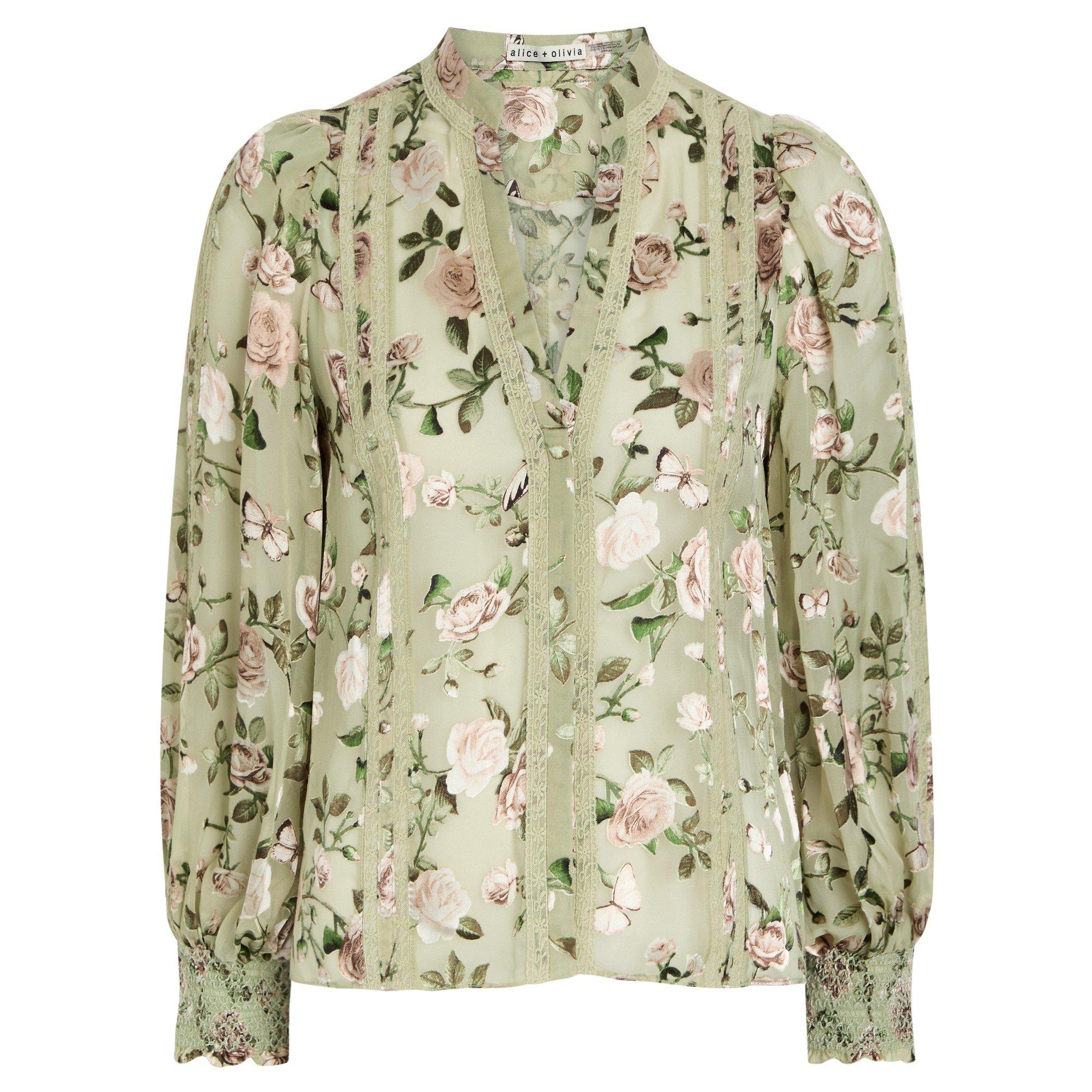 LIGHT GREEN - Alice And Olivia - SB Arlette Collared Blouse - 1