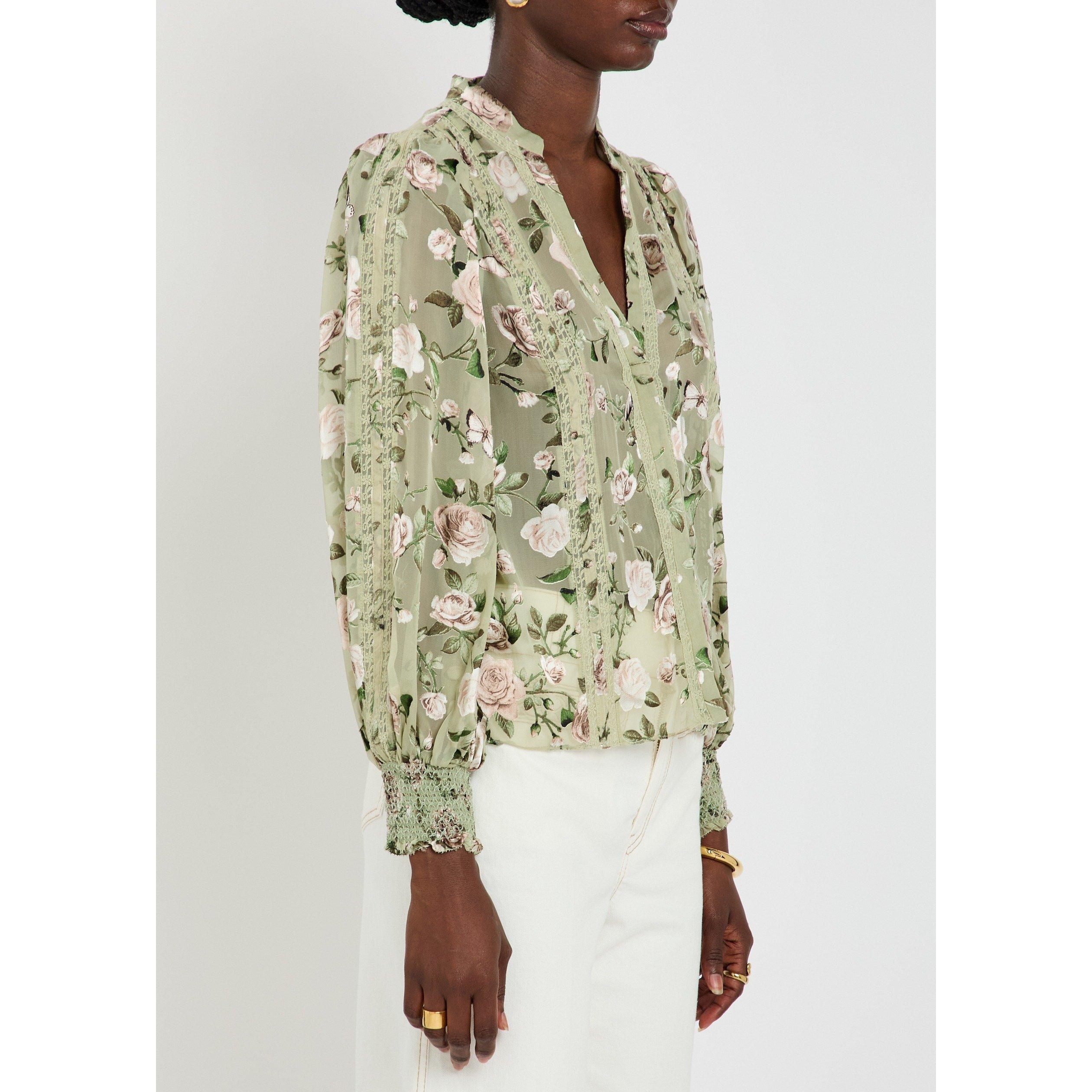 LIGHT GREEN - Alice And Olivia - SB Arlette Collared Blouse - 2