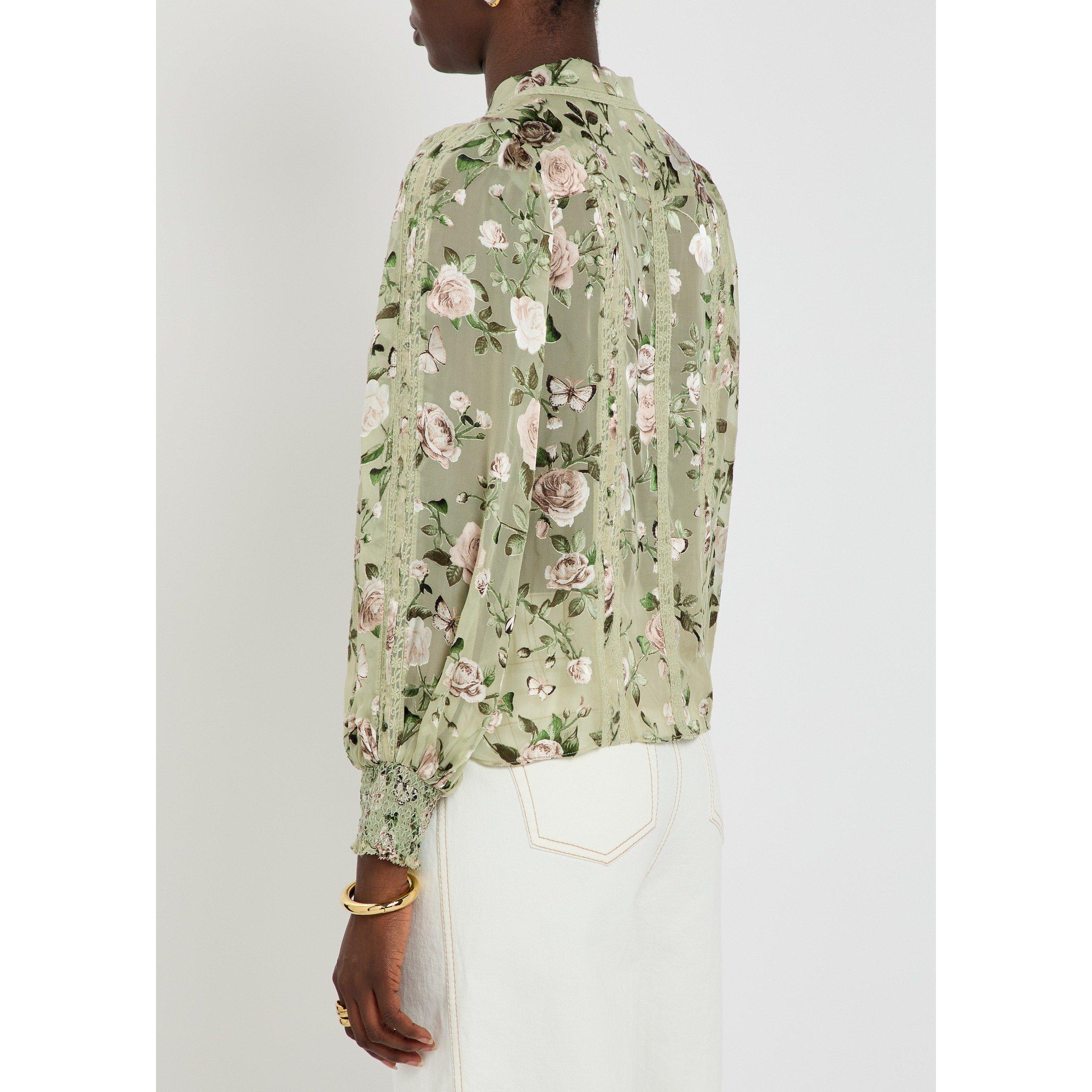 LIGHT GREEN - Alice And Olivia - SB Arlette Collared Blouse - 3