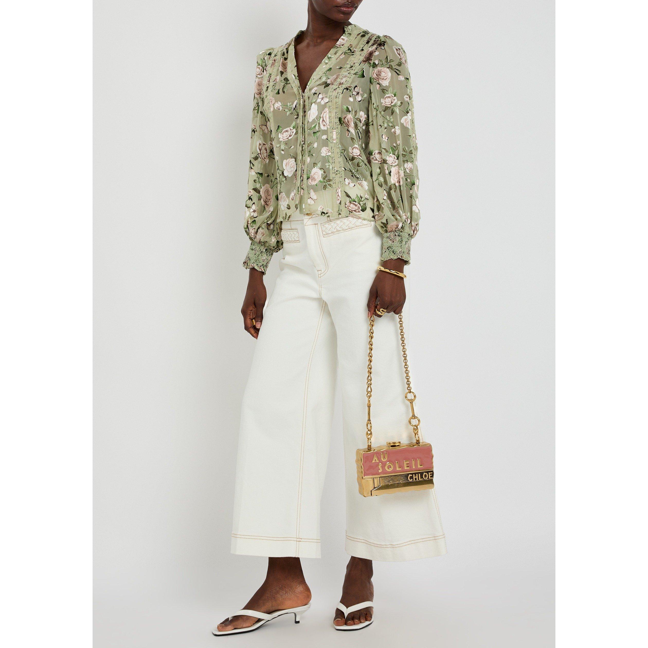 LIGHT GREEN - Alice And Olivia - SB Arlette Collared Blouse - 5
