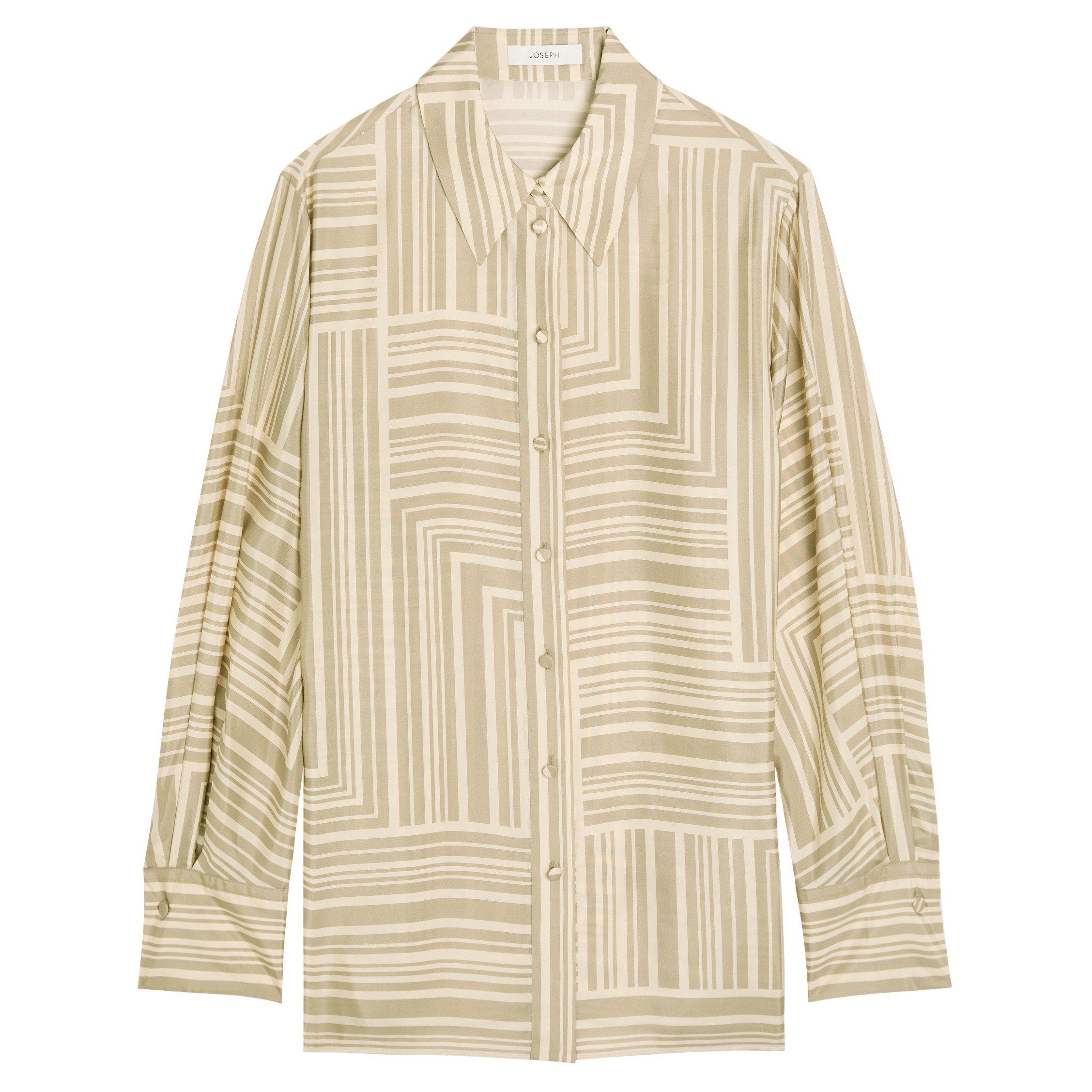 BEIGE - Joseph - Women's Atlan Grid Silk Blouse - 1