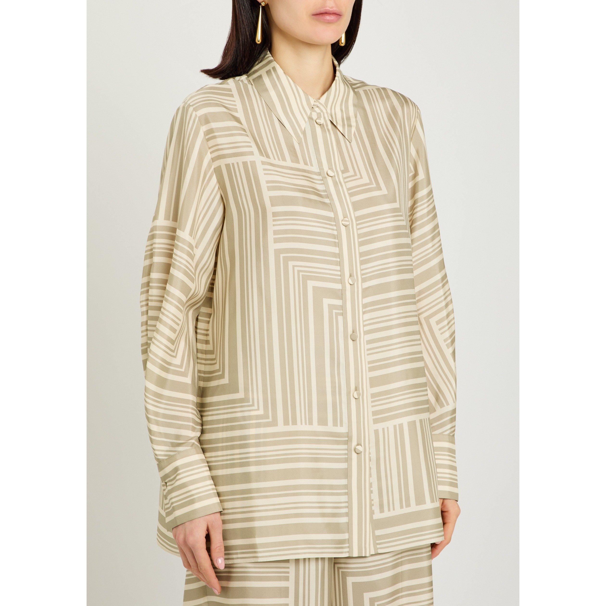 BEIGE - Joseph - Women's Atlan Grid Silk Blouse - 2