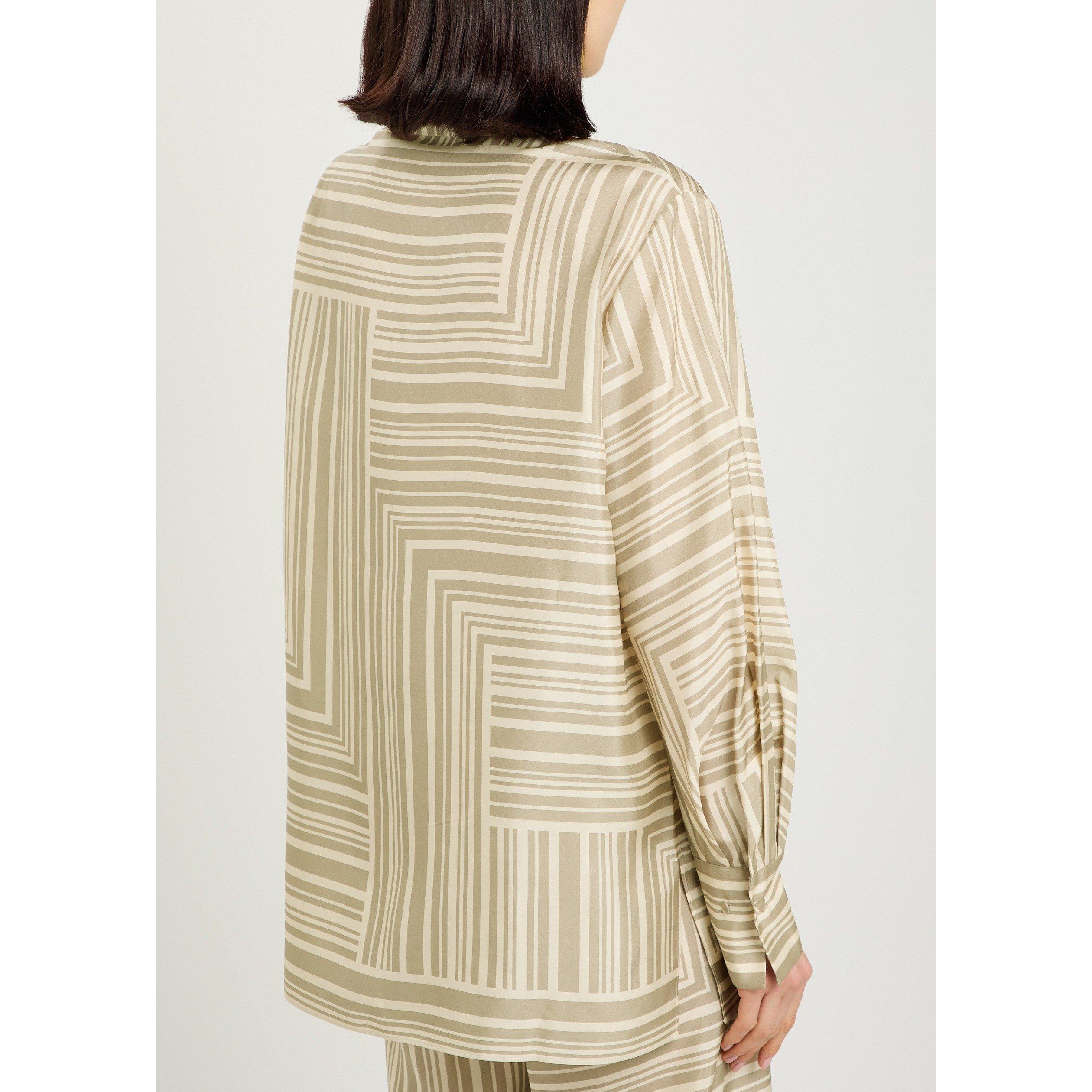 BEIGE - Joseph - Women's Atlan Grid Silk Blouse - 3