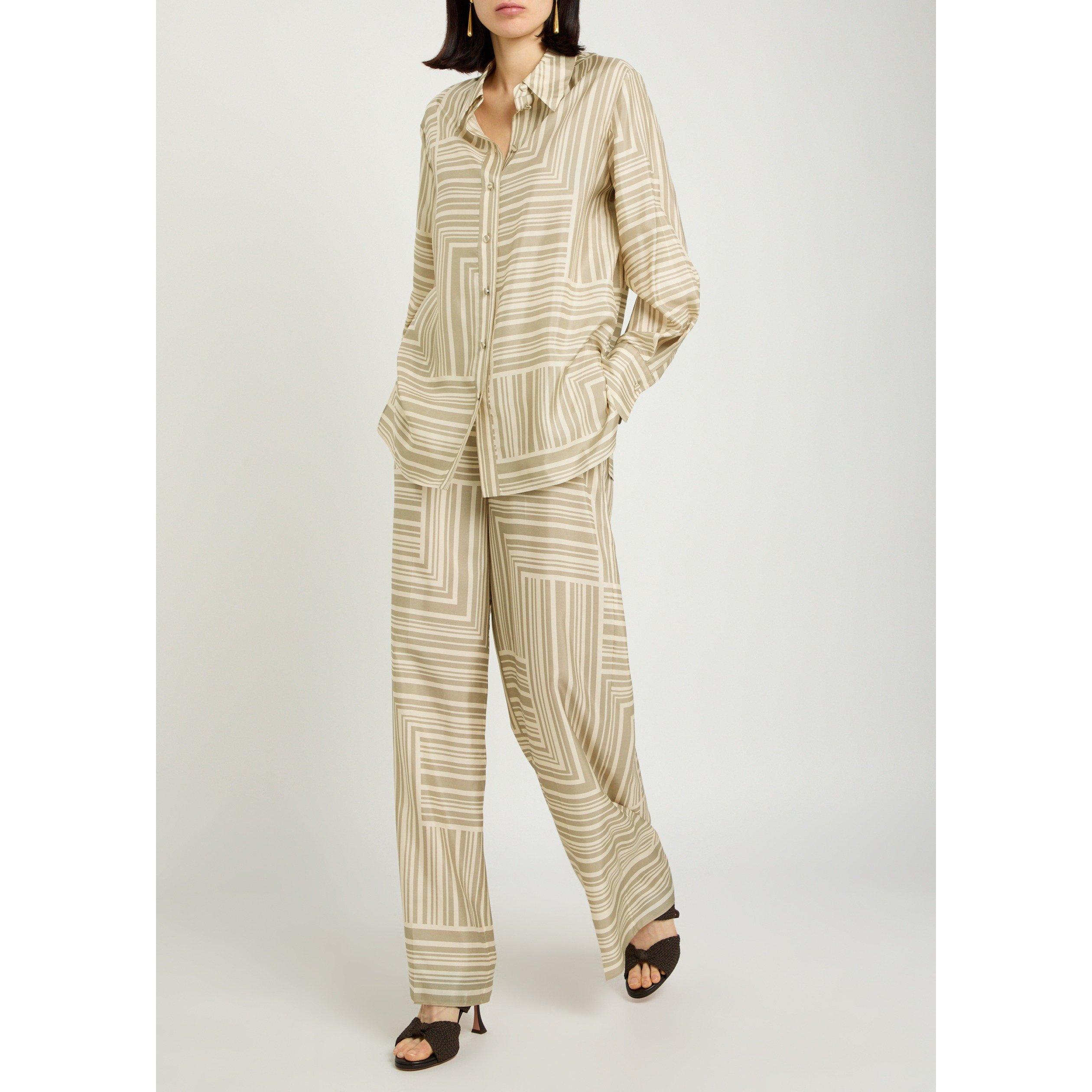 BEIGE - Joseph - Women's Atlan Grid Silk Blouse - 5