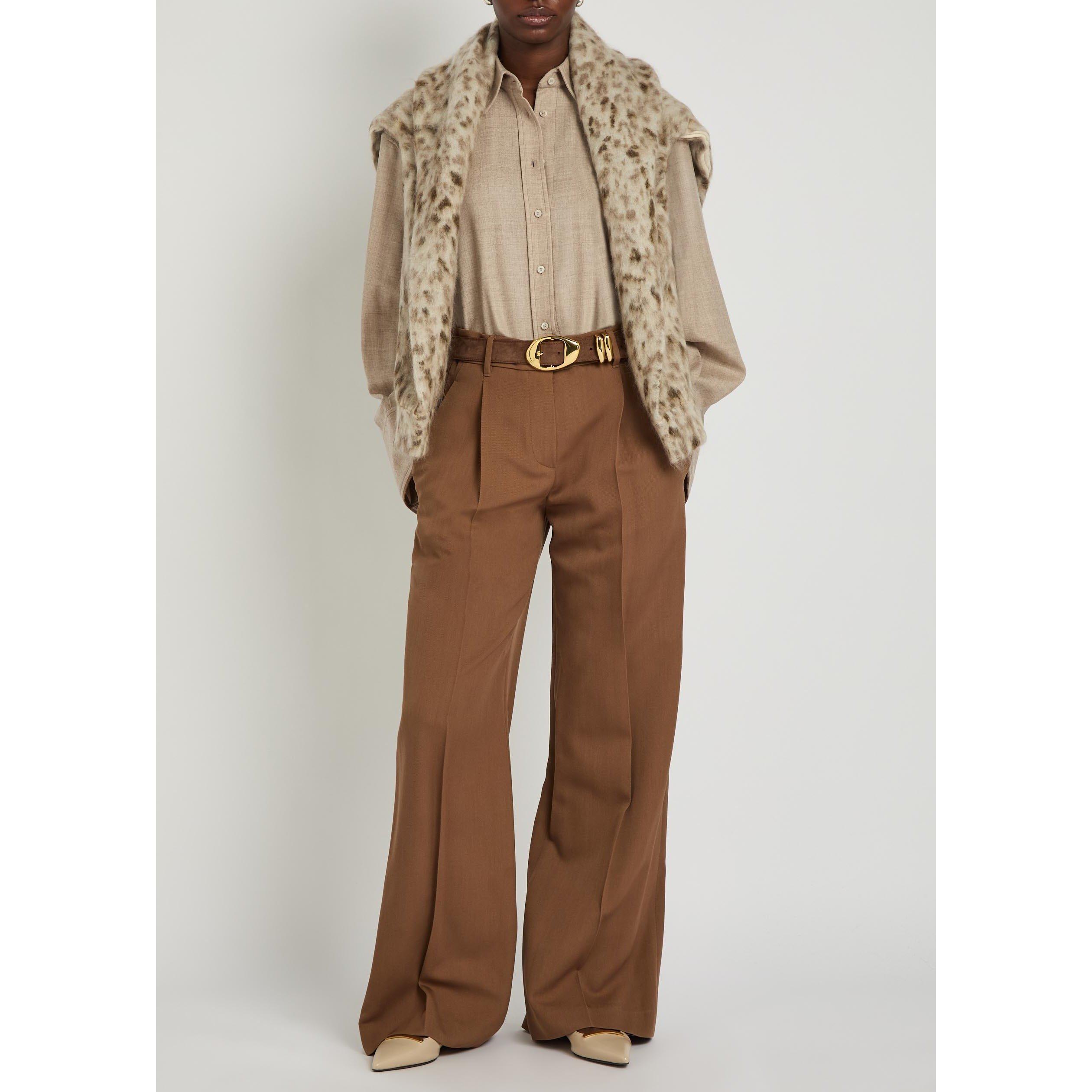 BEIGE - Brunello Cucinelli - Women's Wool Long-Sleeve Oversized-Fit Blouse - 5