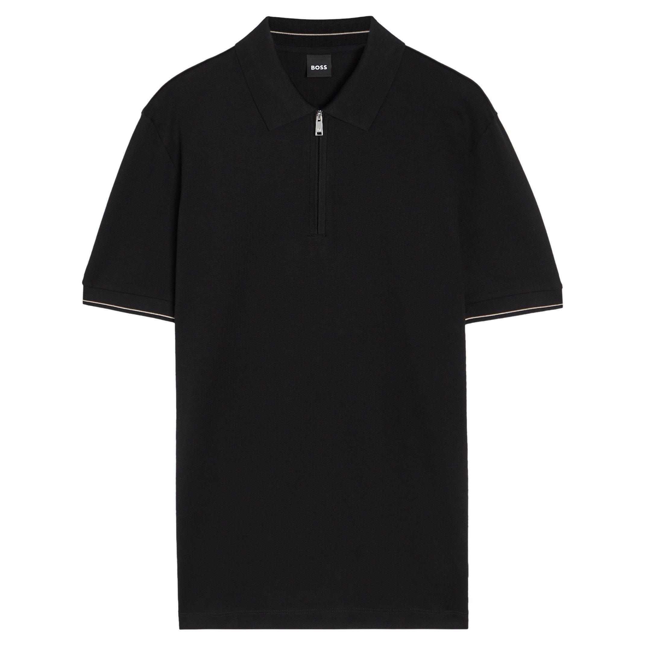 BLACK - Boss - HB PEI ZIP POLO SS