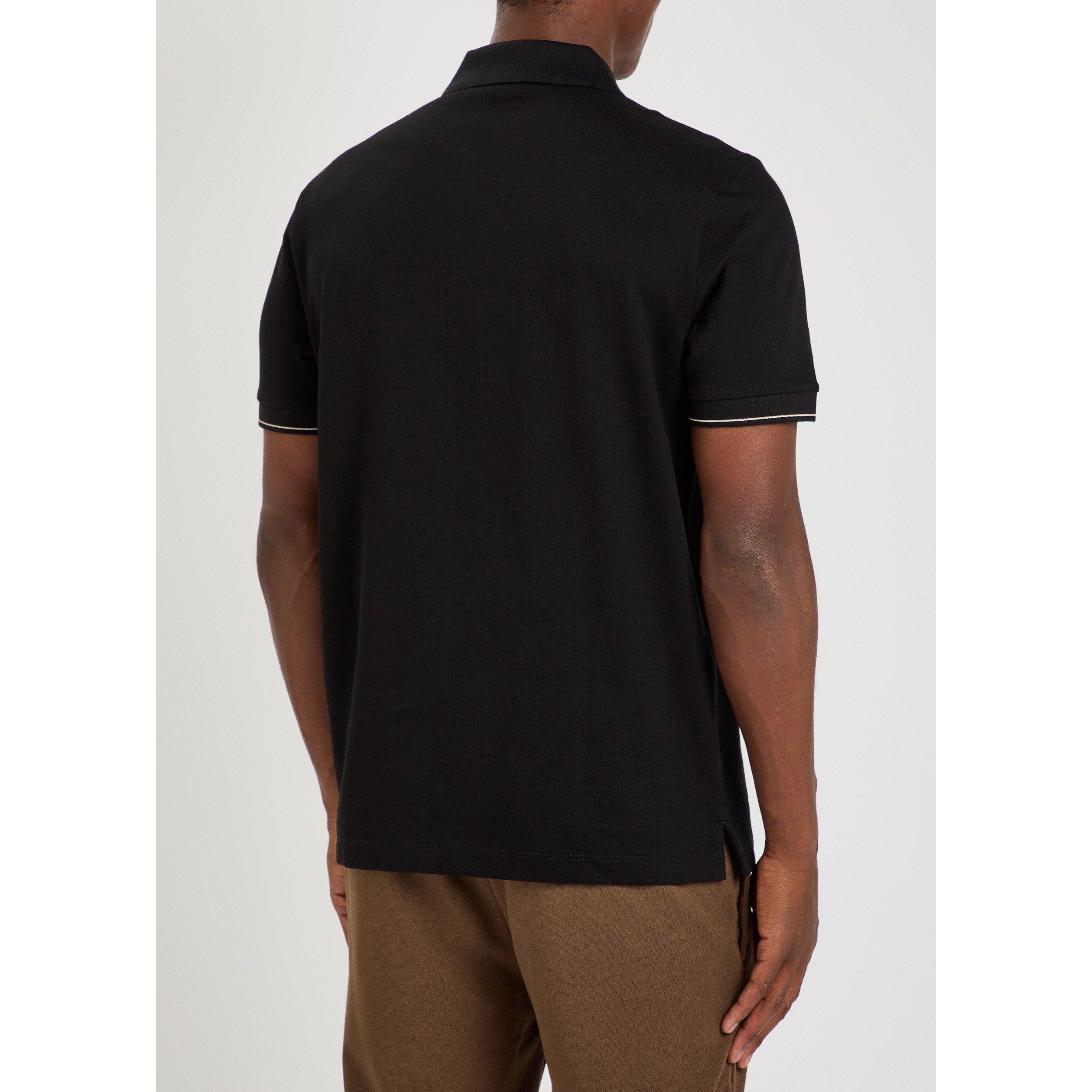 BLACK - Boss - Men's Pei Zip Cotton Short-Sleeve Polo Shirt - 3
