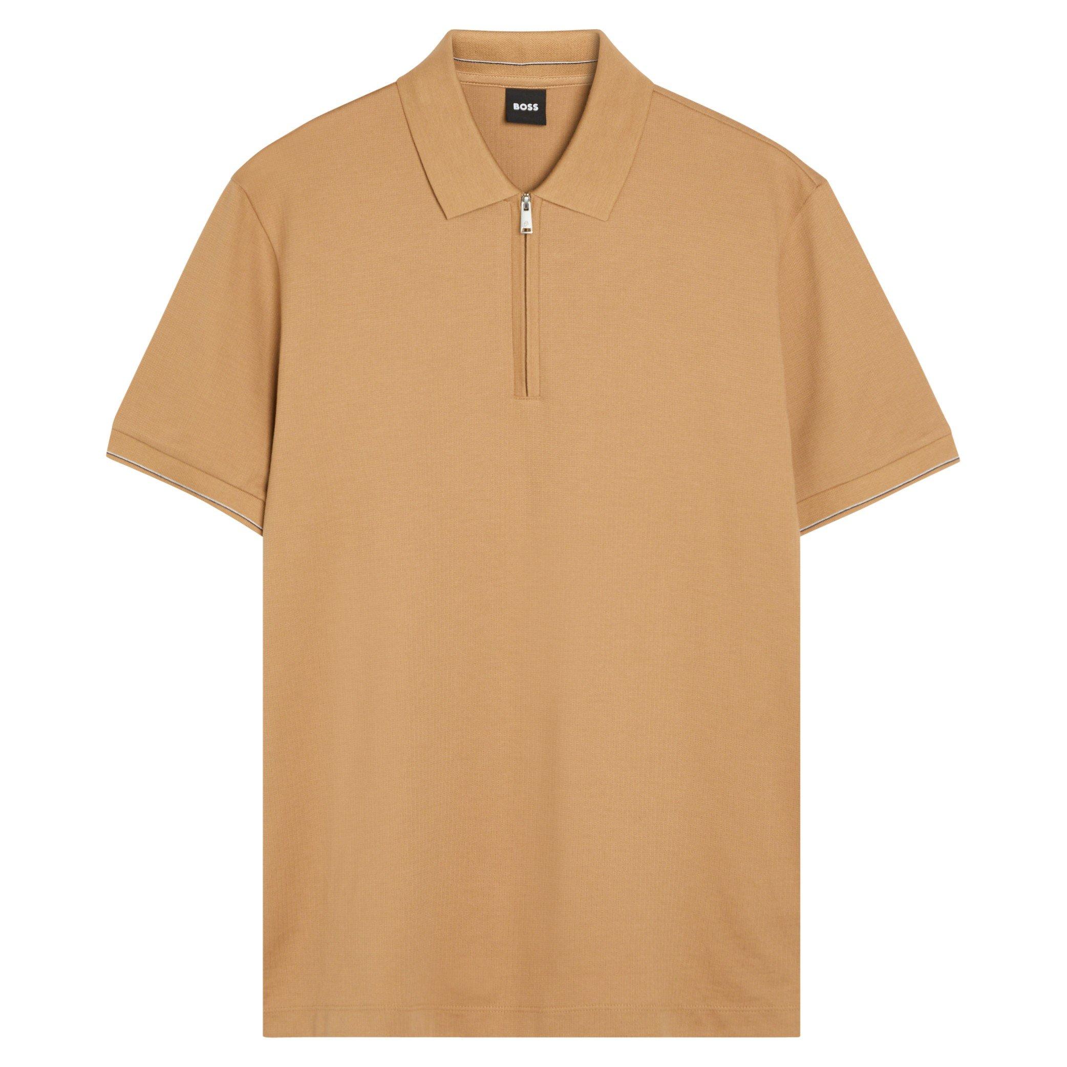 BROWN - Boss - HB PEI ZIP POLO SS