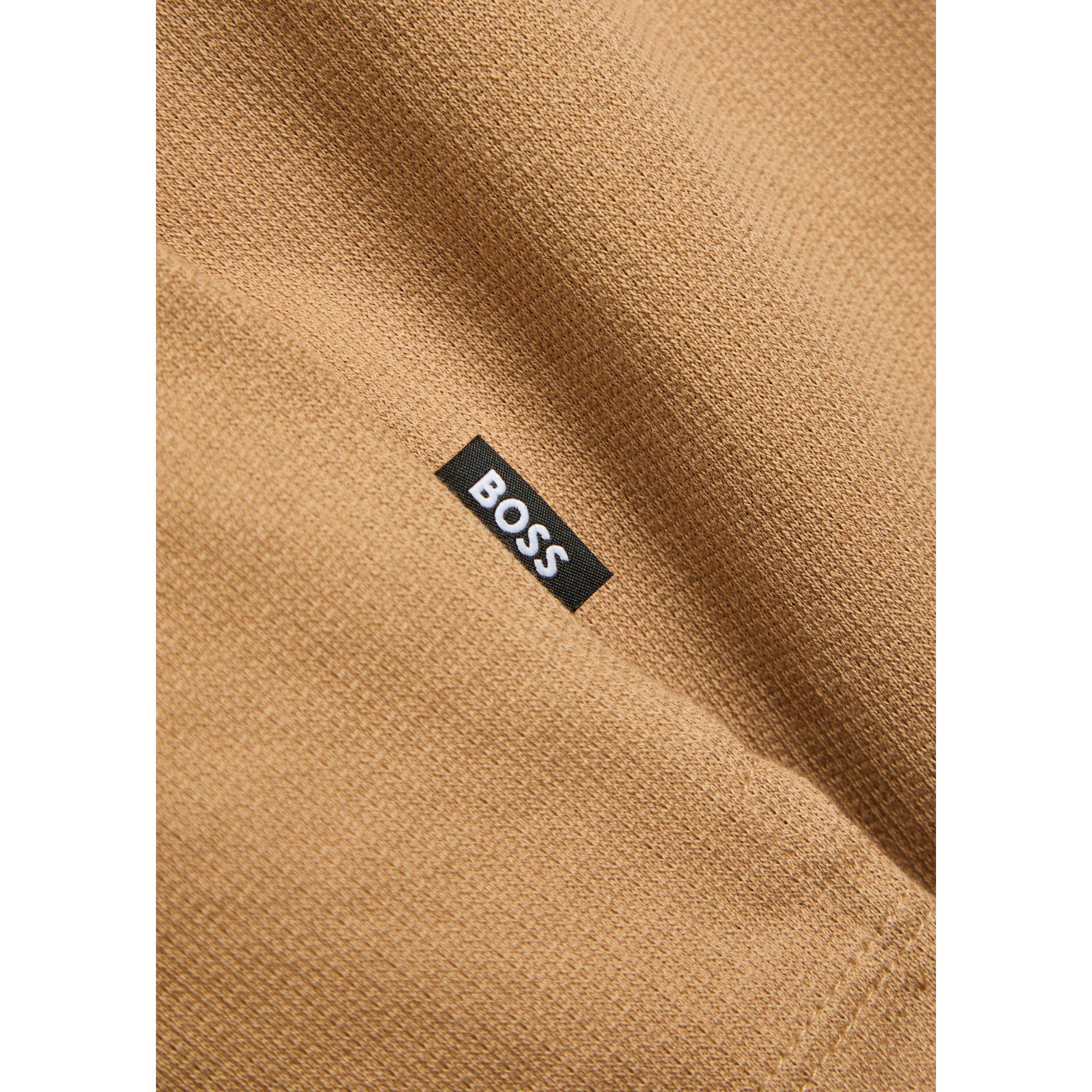 BROWN - Boss - Men's Zip Collar Cotton Short Sleeve Regular Fit Polo Shirt - 4