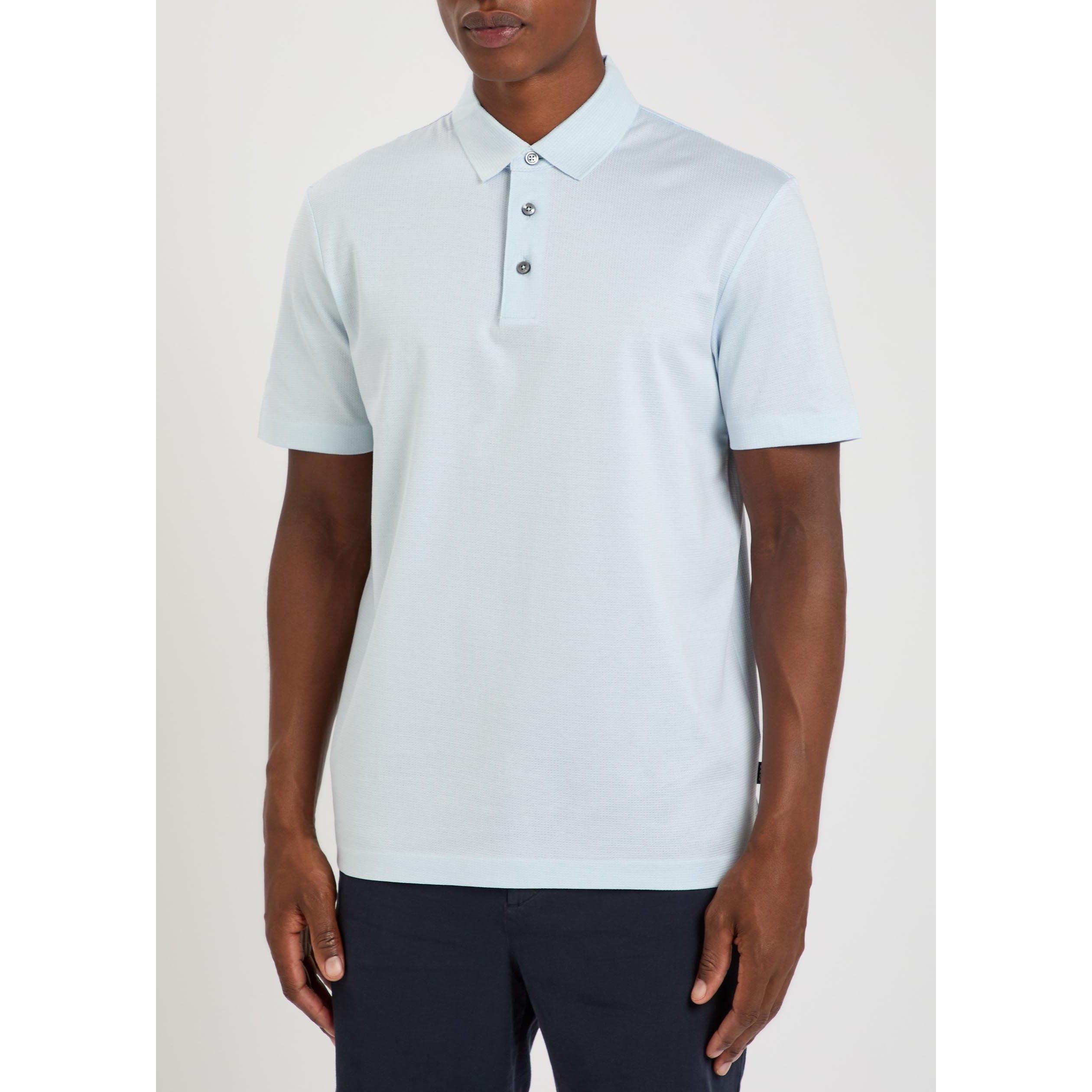 LIGHT BLUE - Boss - Men's Check Cotton Regular Fit Polo Shirt - 2