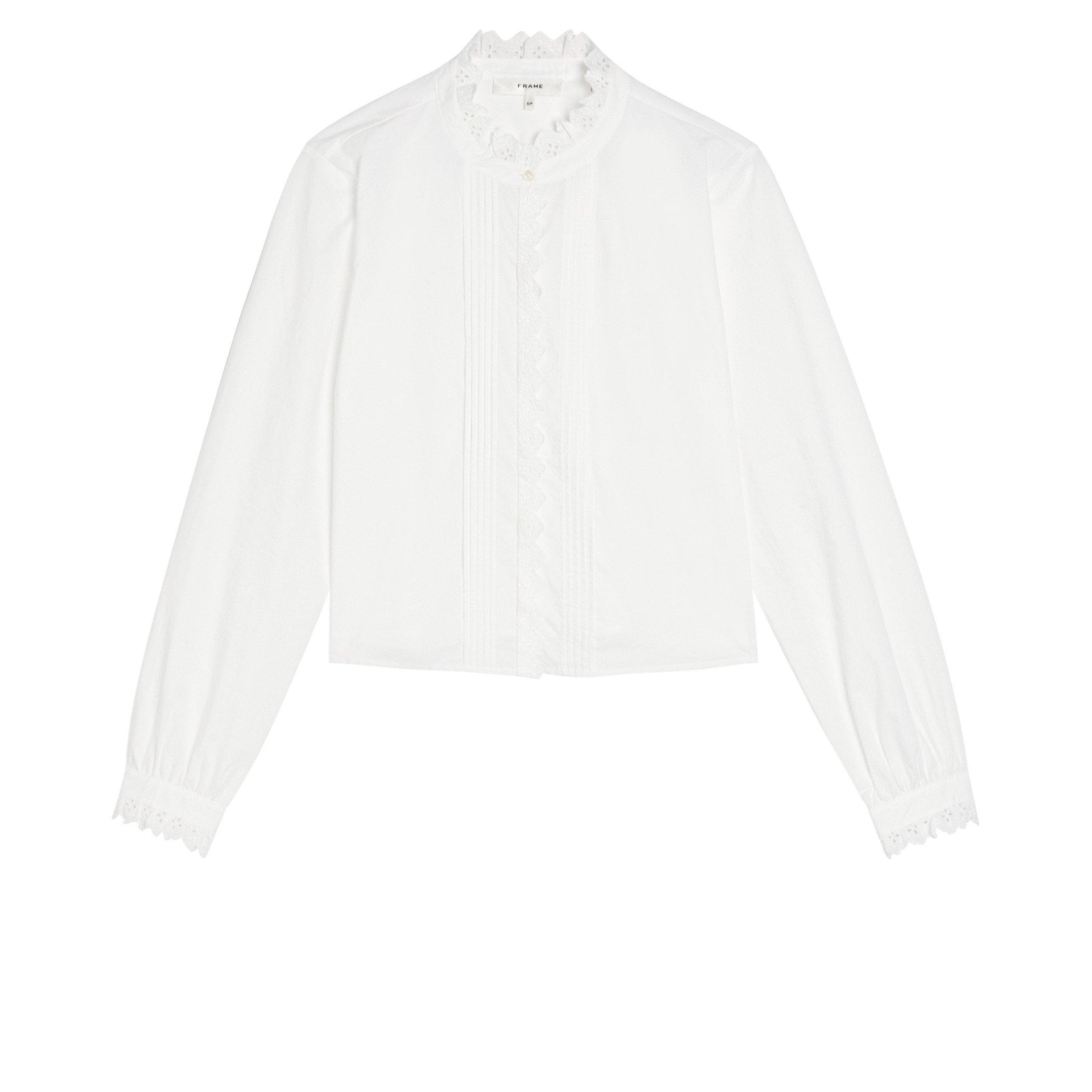 WHITE - Frame Denim - THE KEEPSAKE PINTUCK BLOUSE