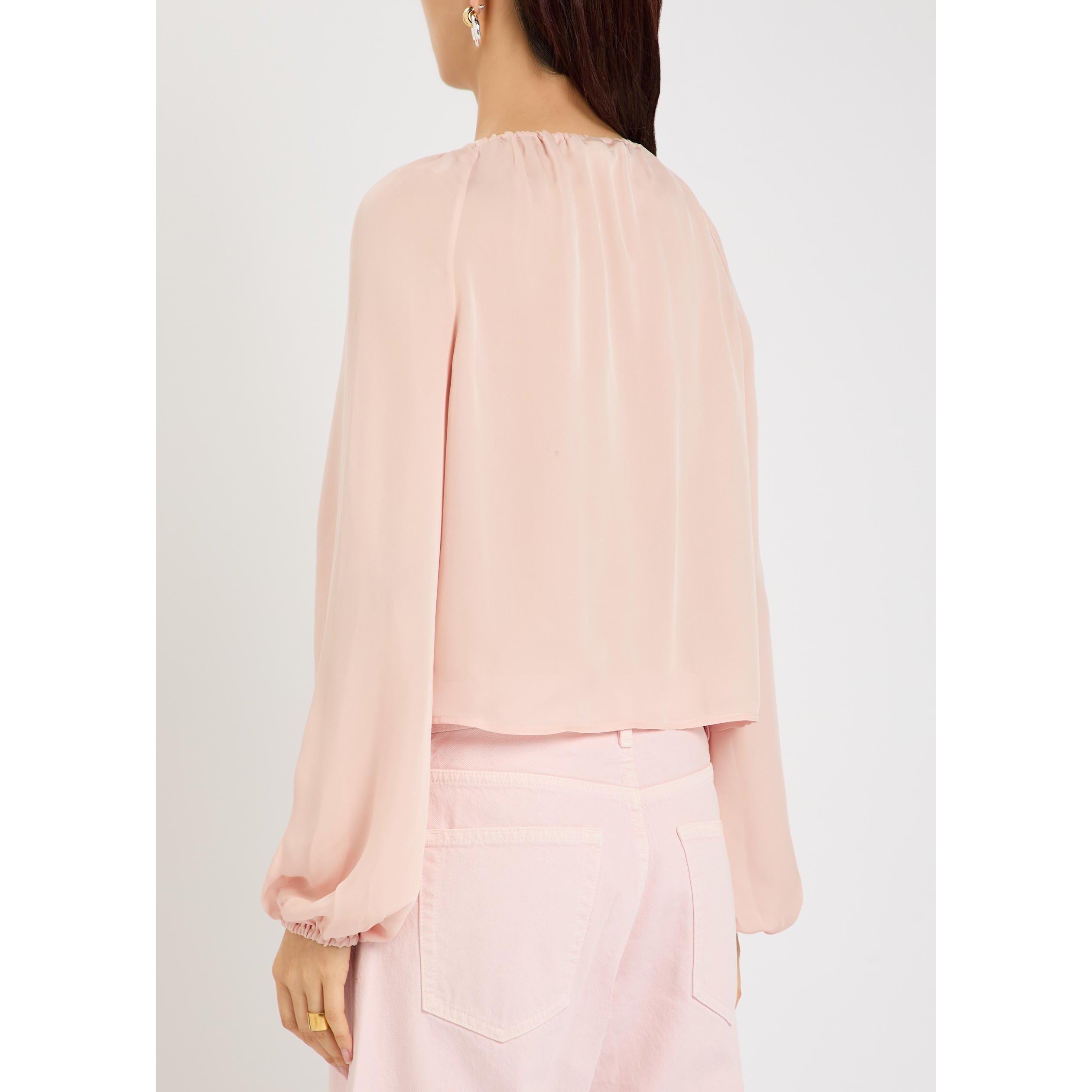 PINK - Frame Denim - Women's Silk Balloon Sleeve Blouse - 3