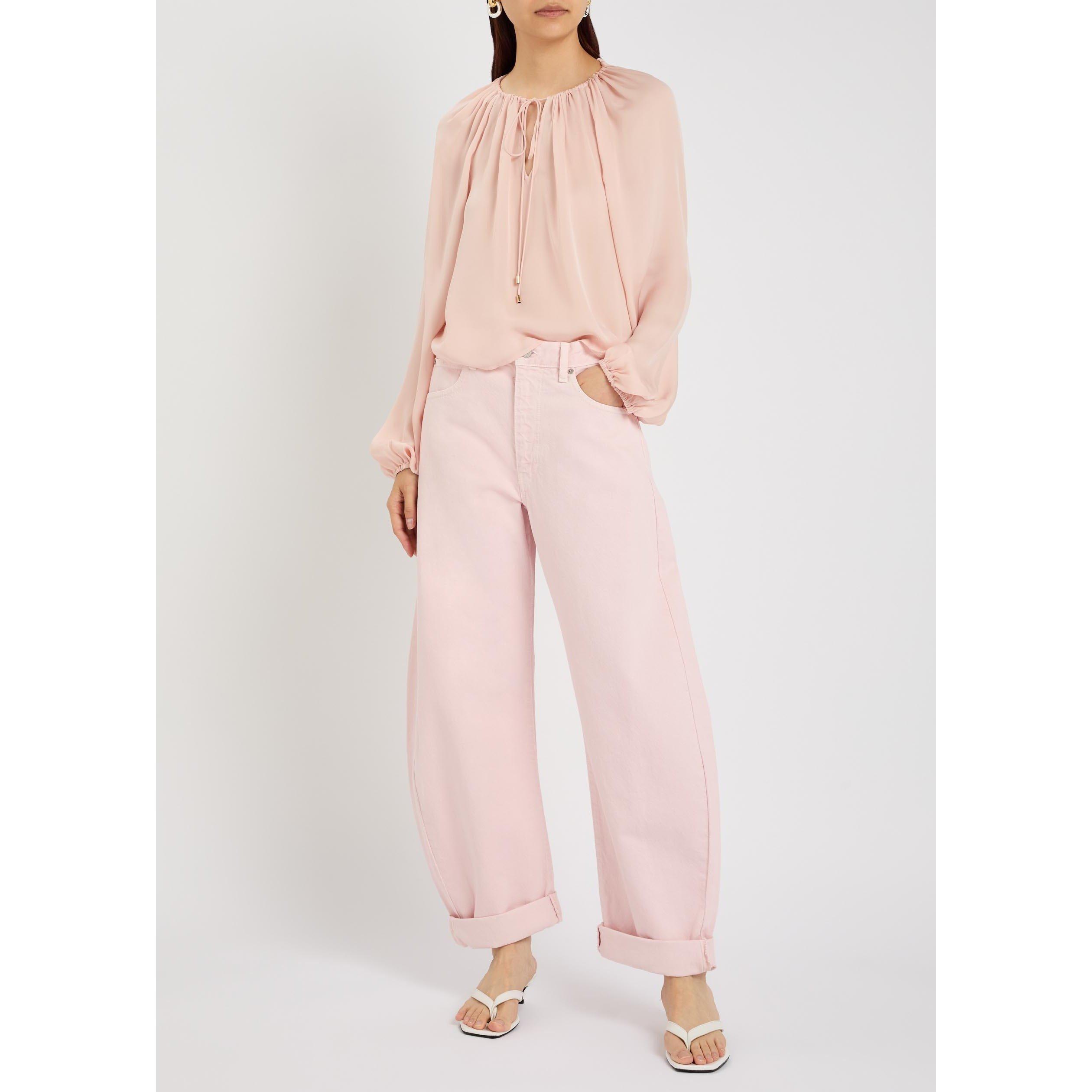 PINK - Frame Denim - Women's Silk Balloon Sleeve Blouse - 5