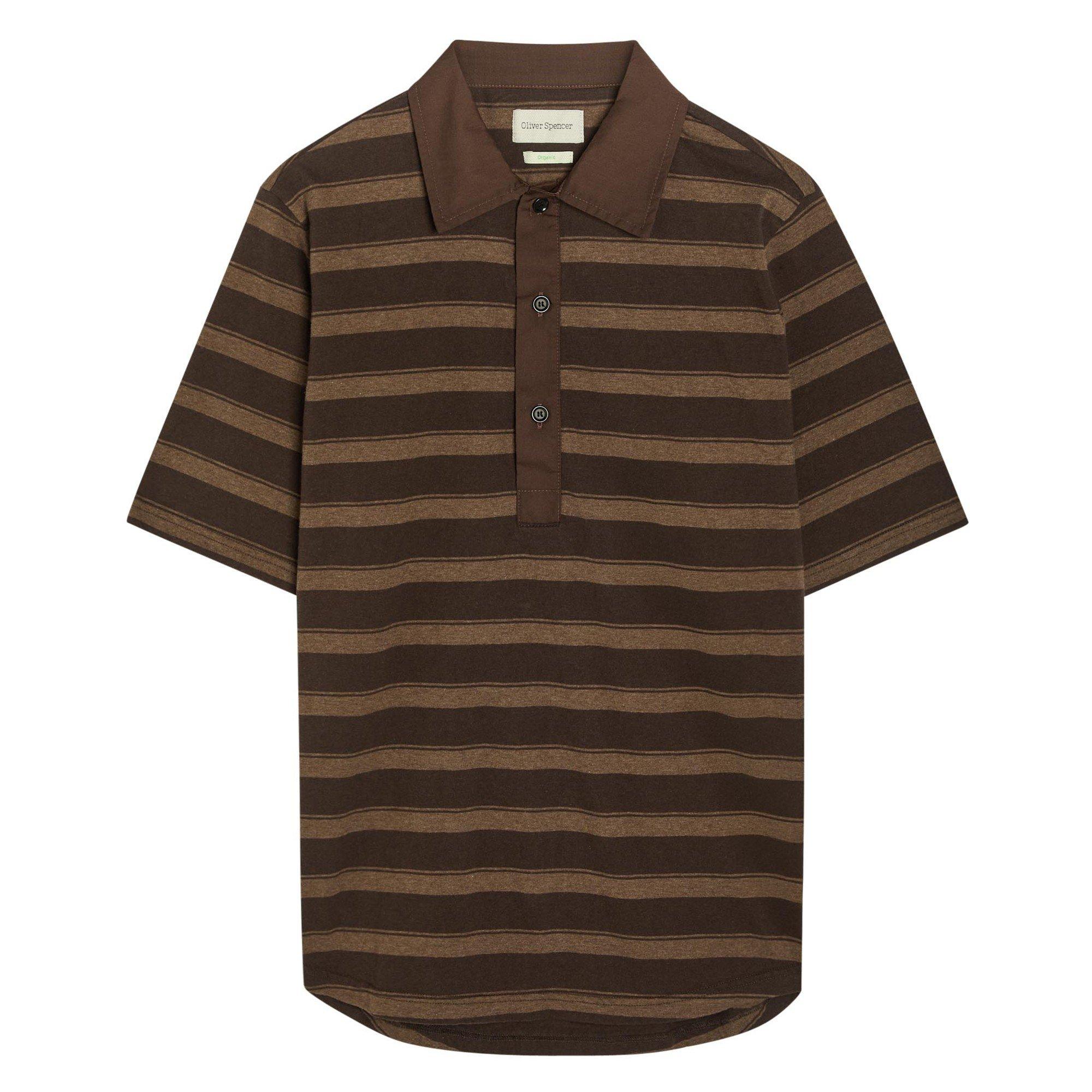 BROWN - Oliver Spencer - OS STRP POLO BLK BRWN