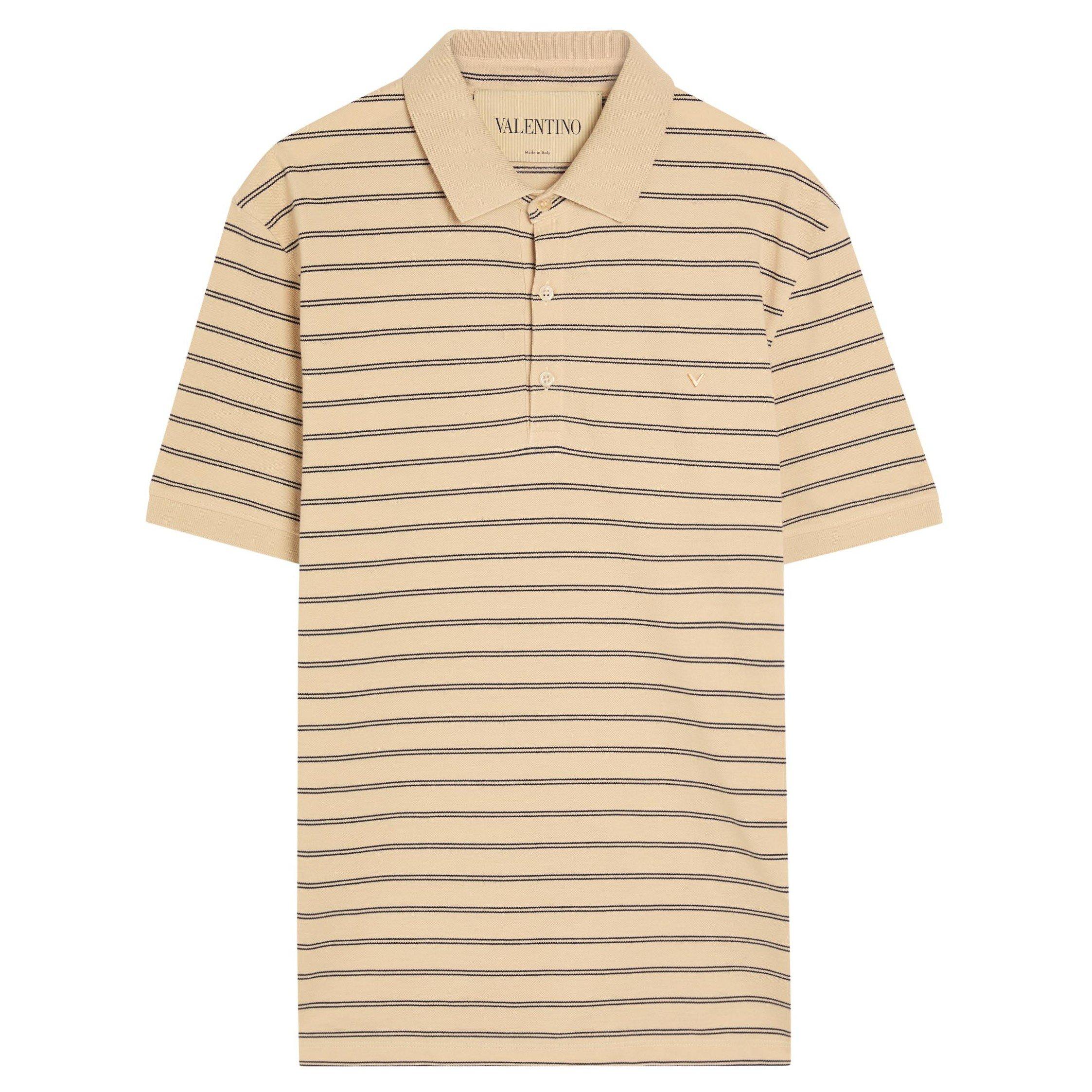 Valentino Men's Val Piquet Striped Cotton Polo Shirt
