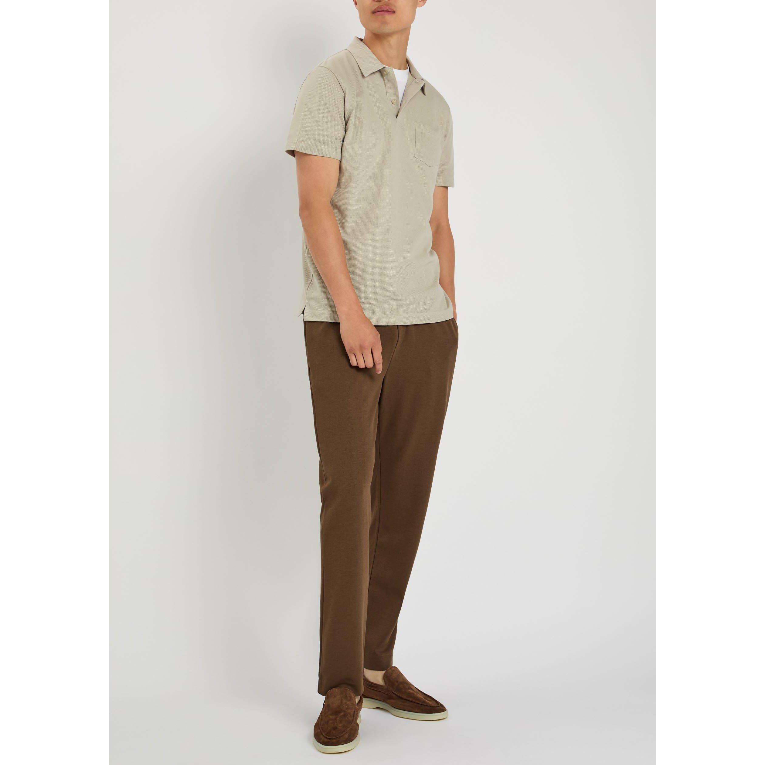 LIGHT GREY - Sunspel - Men's Riviera Short-Sleeve Cotton Polo Shirt - 5
