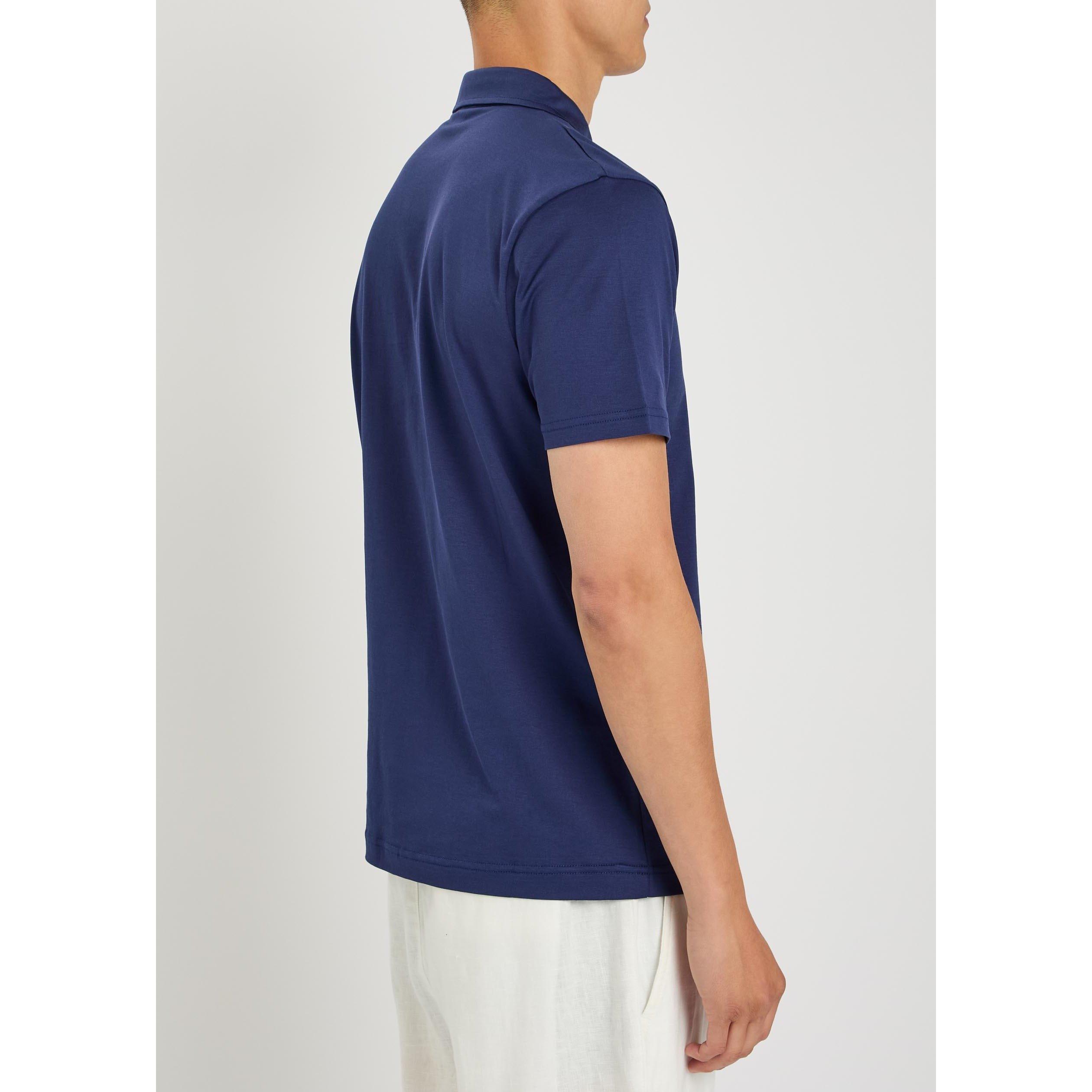 DARK BLUE - Sunspel - Men's Cotton Short-Sleeve Polo Shirt - 3