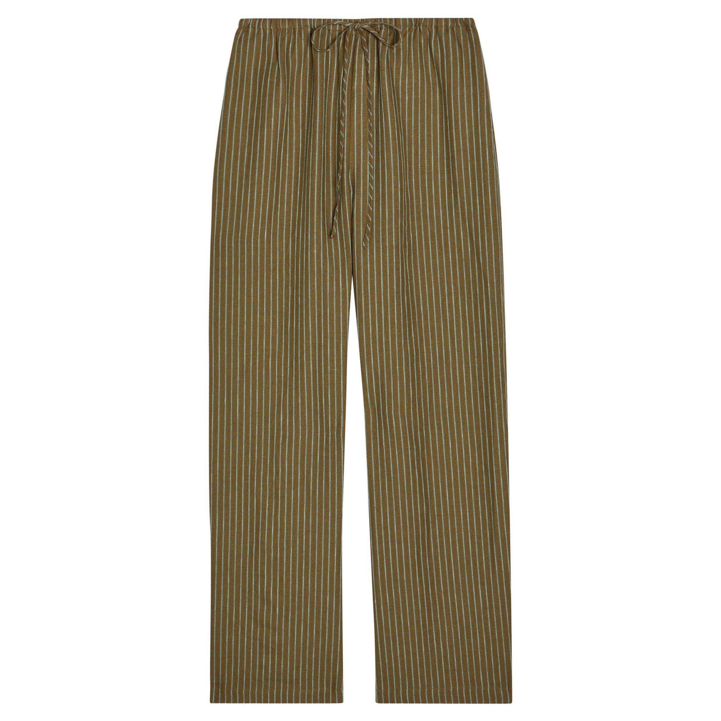 GREEN AND OTHER - Staud - Women's Mateo Striped Linen Straight Trousers - 1