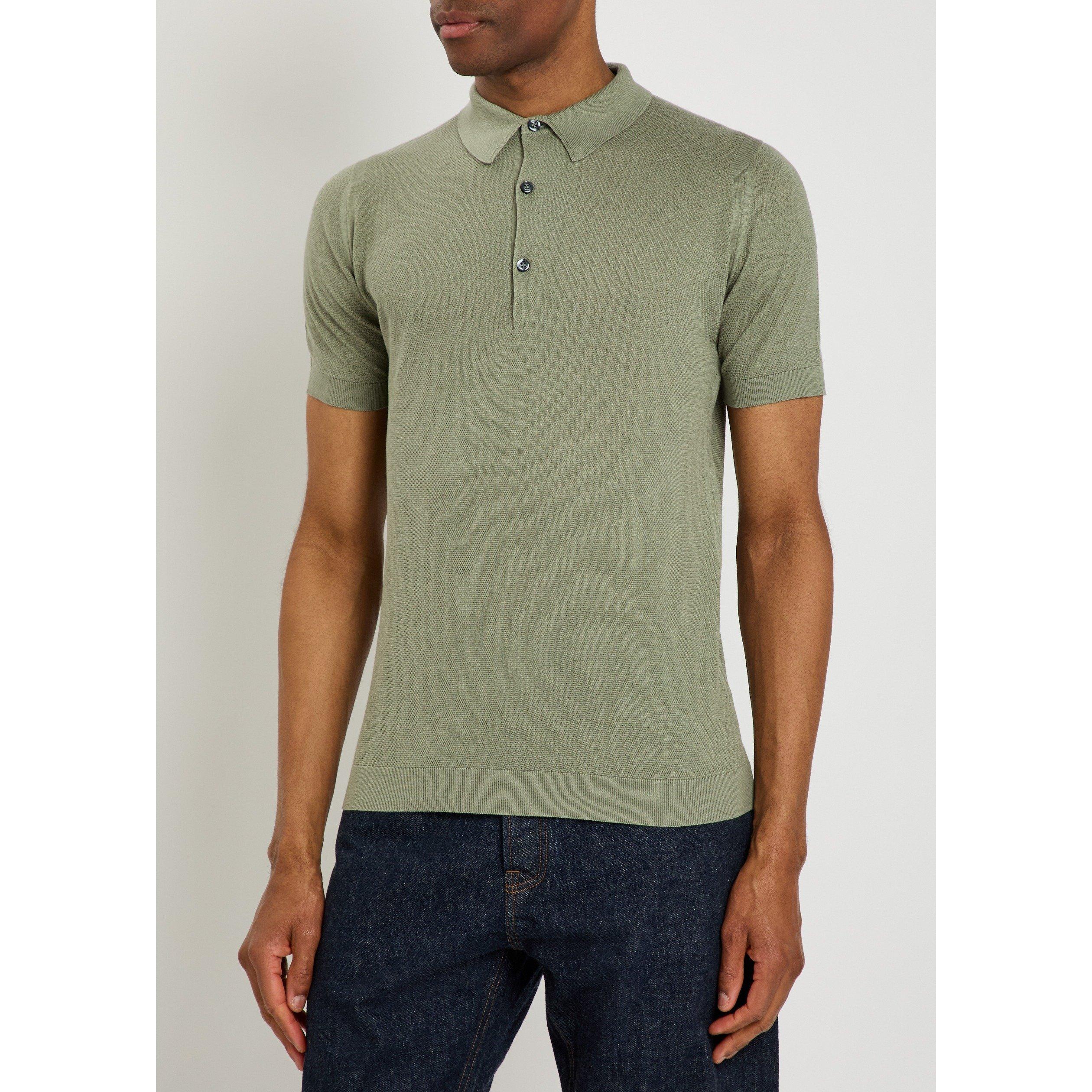 OLIVE - John Smedley - Men's Roth Cotton Short-Sleeve Slim-Fit Polo Shirt - 2