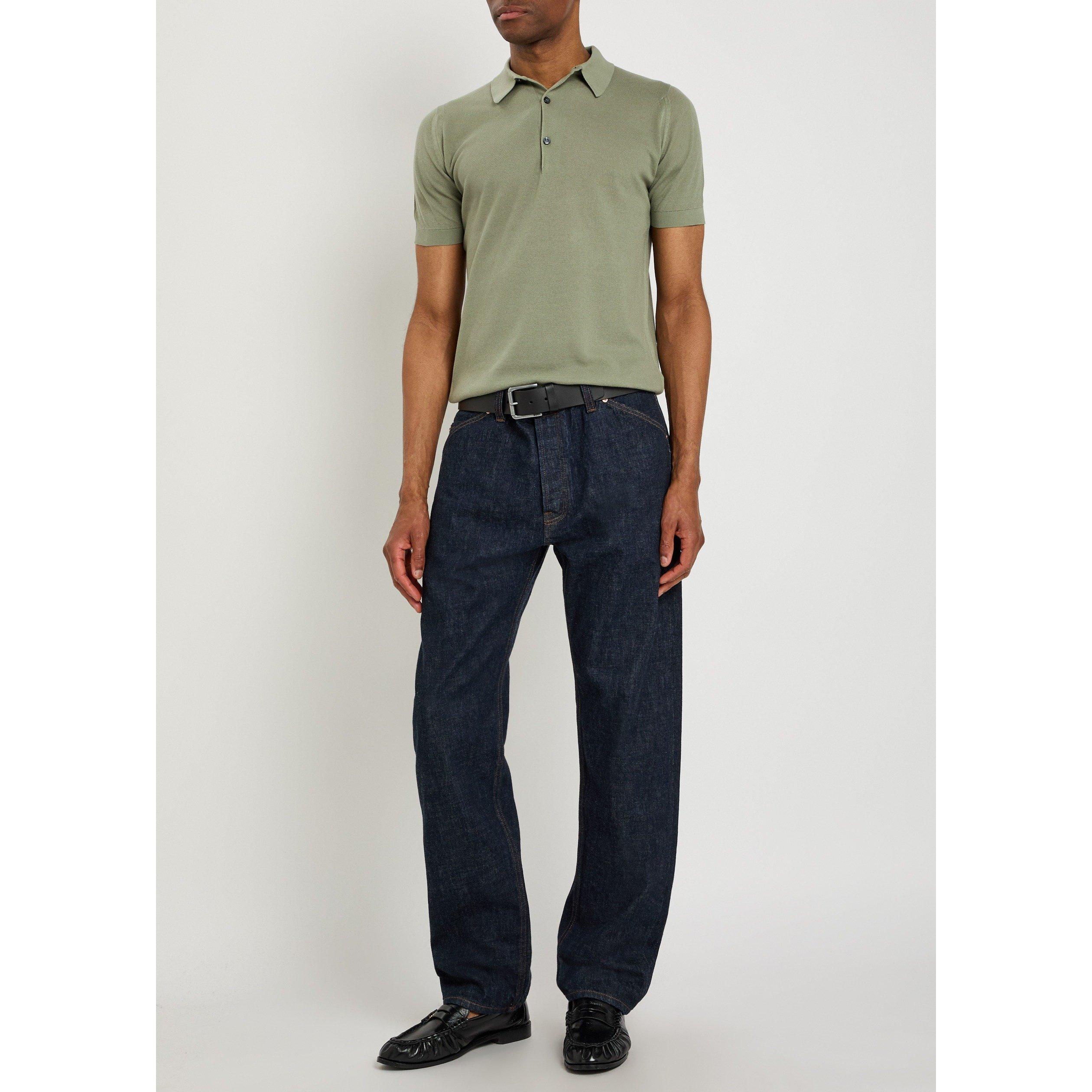 OLIVE - John Smedley - Men's Roth Cotton Short-Sleeve Slim-Fit Polo Shirt - 5