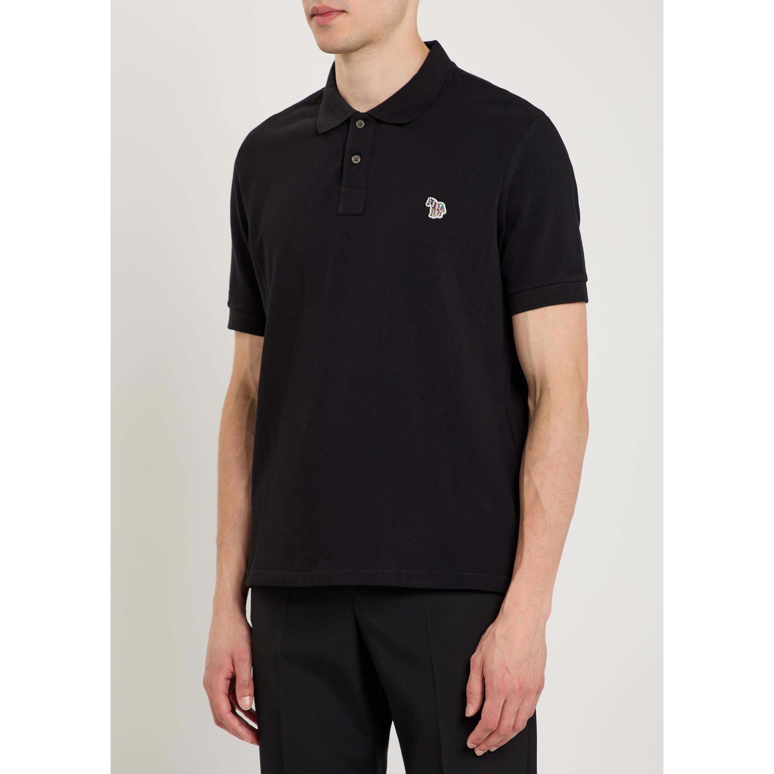 BLACK - PS Paul Smith - Men's Zebra Logo Cotton Short-Sleeve Polo Shirt - 2