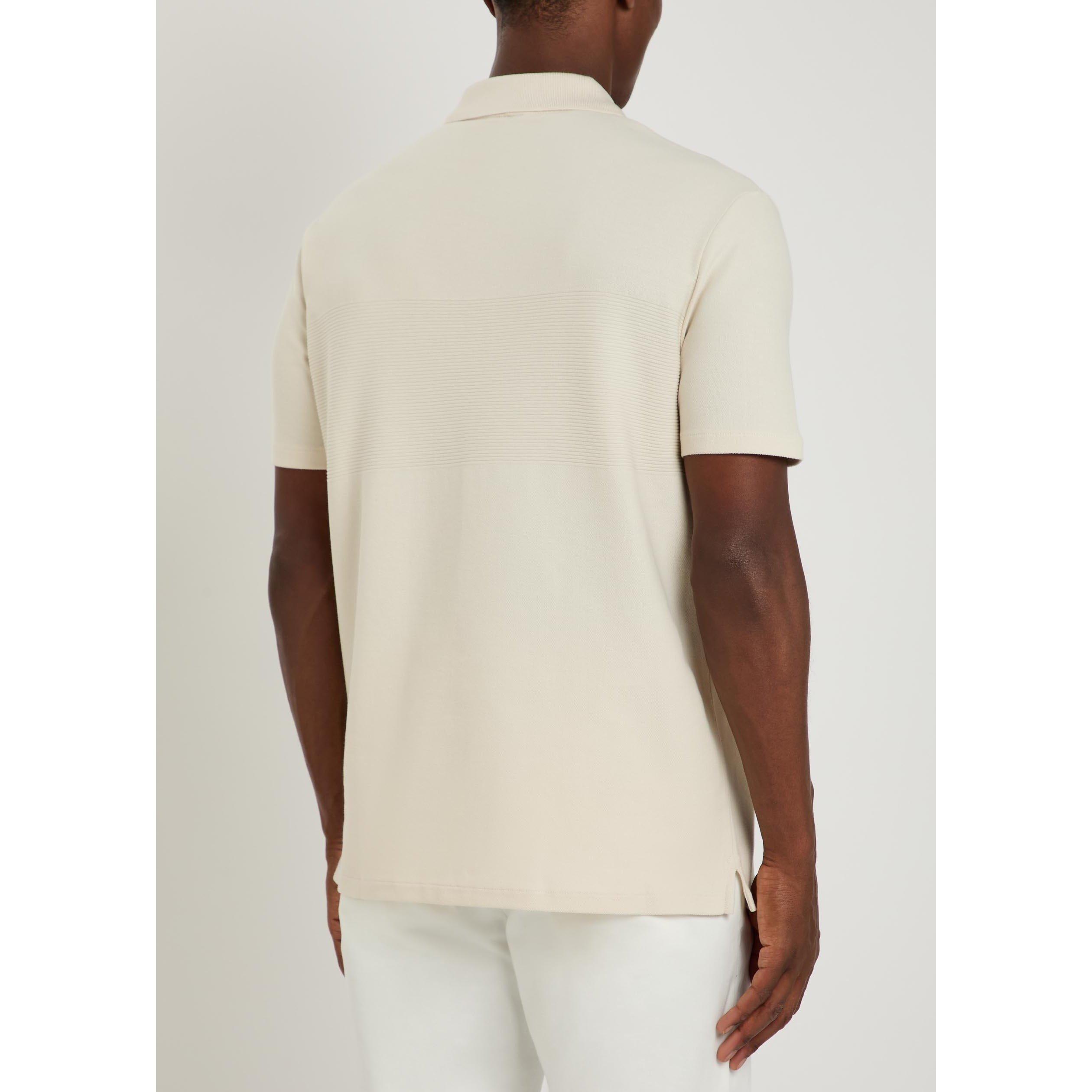 WHITE - PS Paul Smith - Men's Short-Sleeve Cotton Zip Collar Polo Shirt - 3