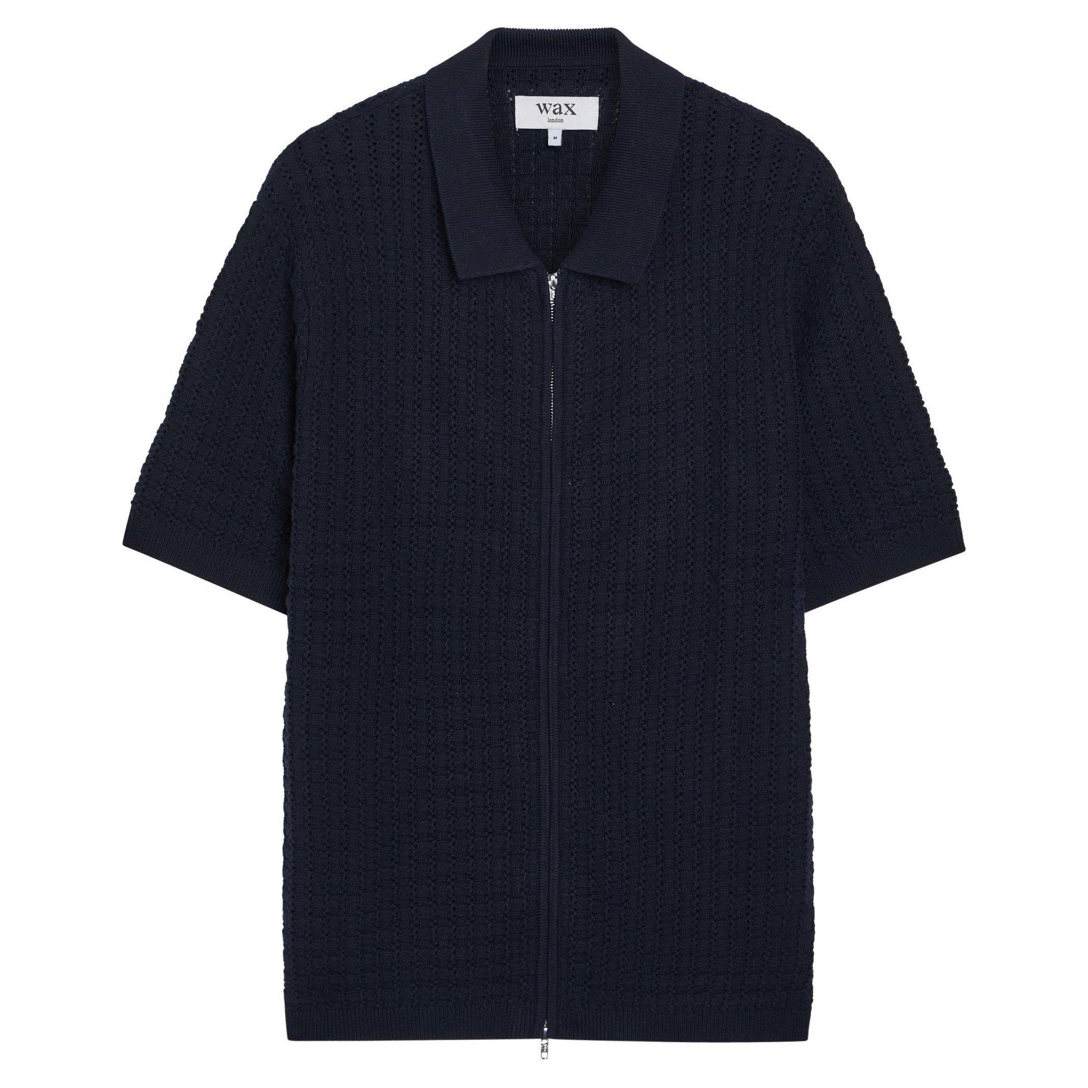 NAVY - Wax London - WAX GOLDIE ZIP POLO SS