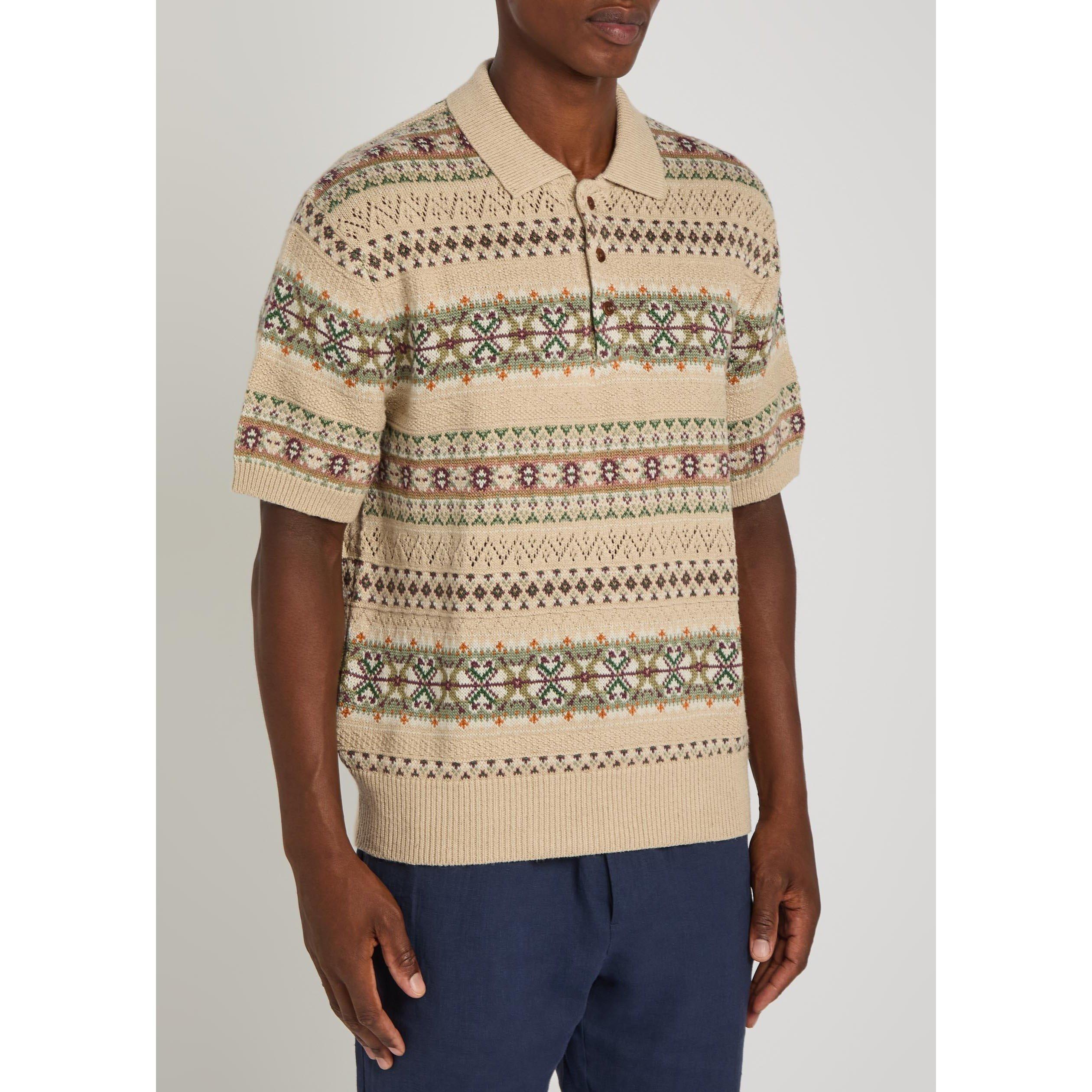 TAN - Polo Ralph Lauren - Men's Fairisle Linen Short-Sleeve Polo Shirt - 2