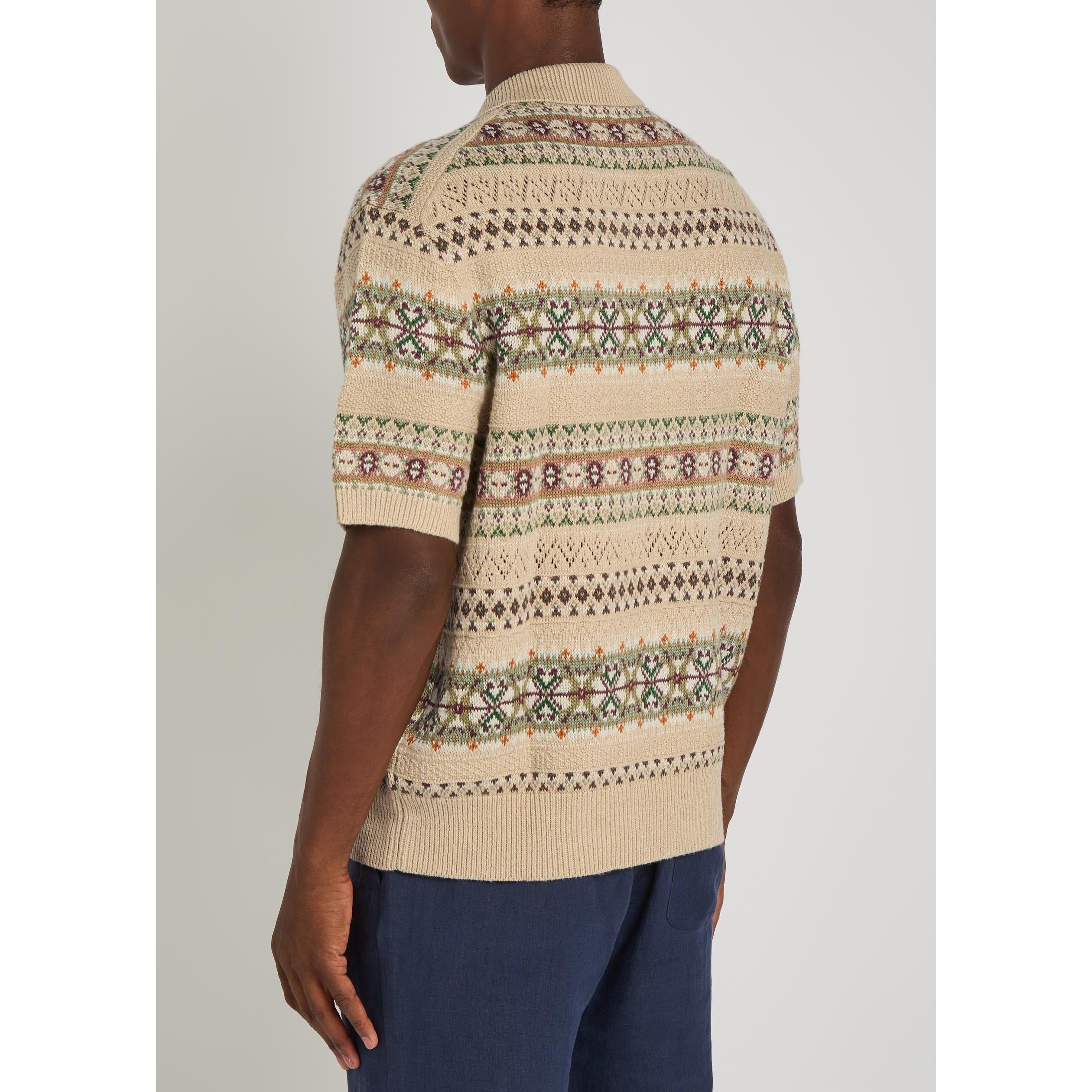 TAN - Polo Ralph Lauren - Men's Fairisle Linen Short-Sleeve Polo Shirt - 3