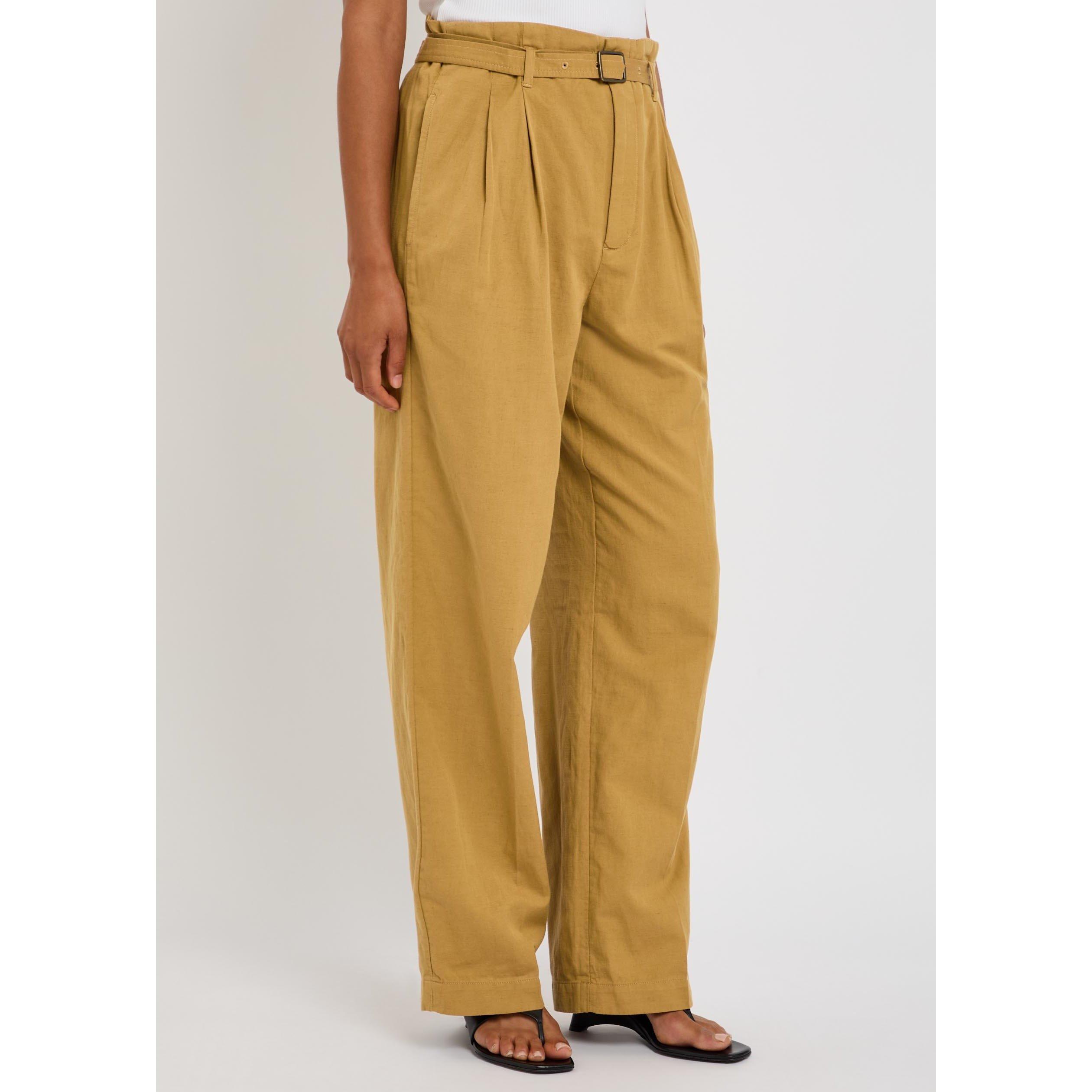 BROWN - Polo Ralph Lauren - Women's Cotton-Linen High-Waisted Straight Leg Trousers - 2