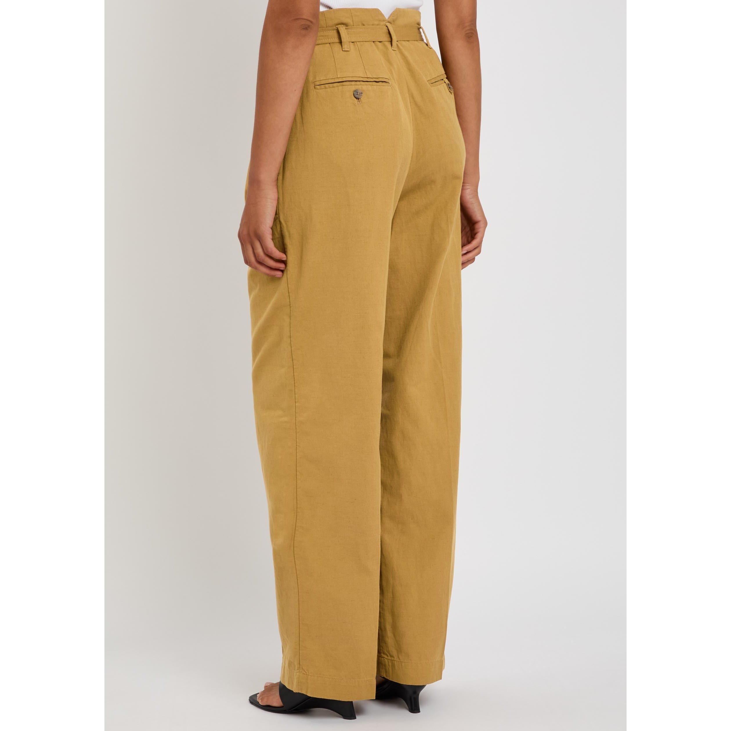 BROWN - Polo Ralph Lauren - Women's Cotton-Linen High-Waisted Straight Leg Trousers - 3