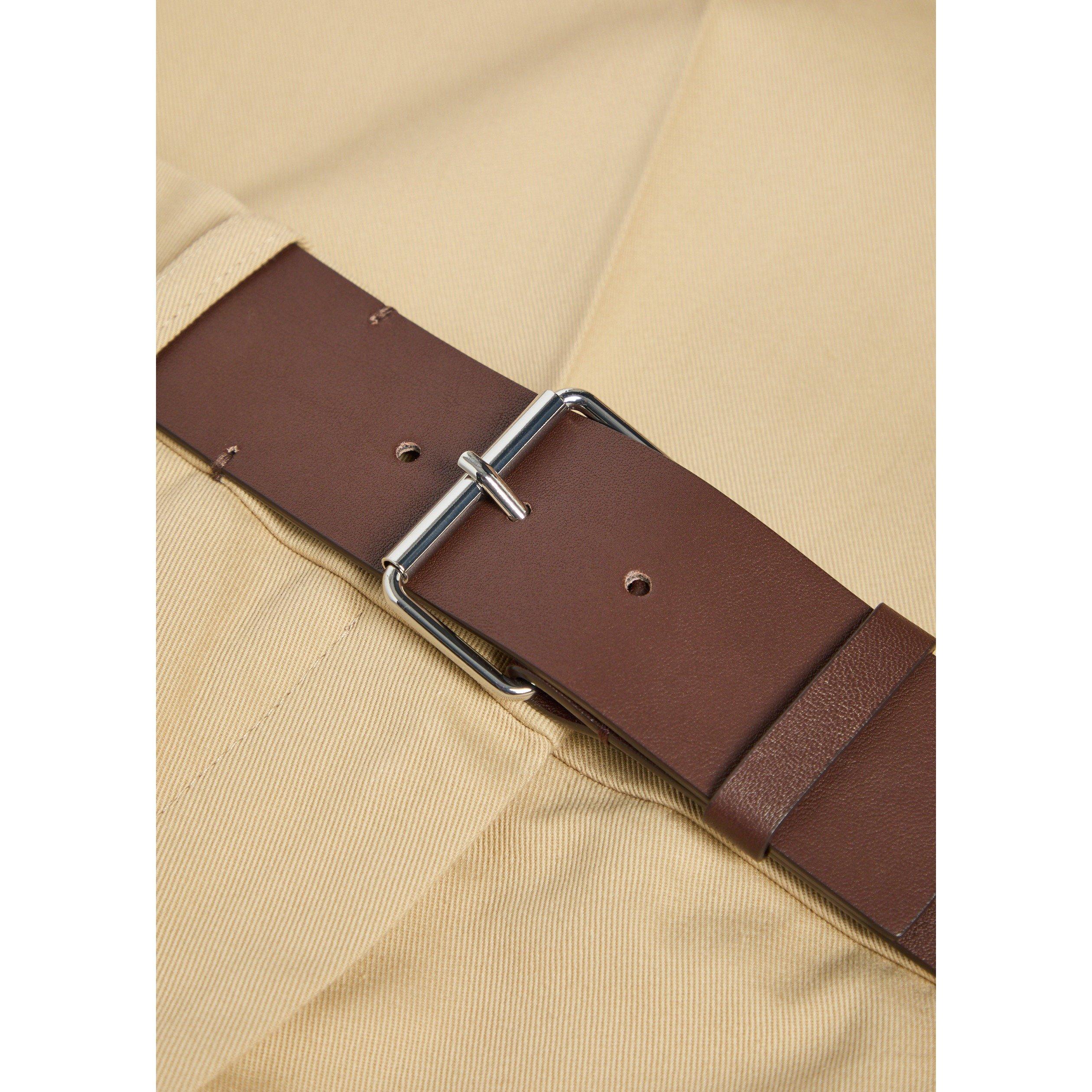 KHAKI - Tory Burch - Women's Belted Cotton Straight Trousers - 4
