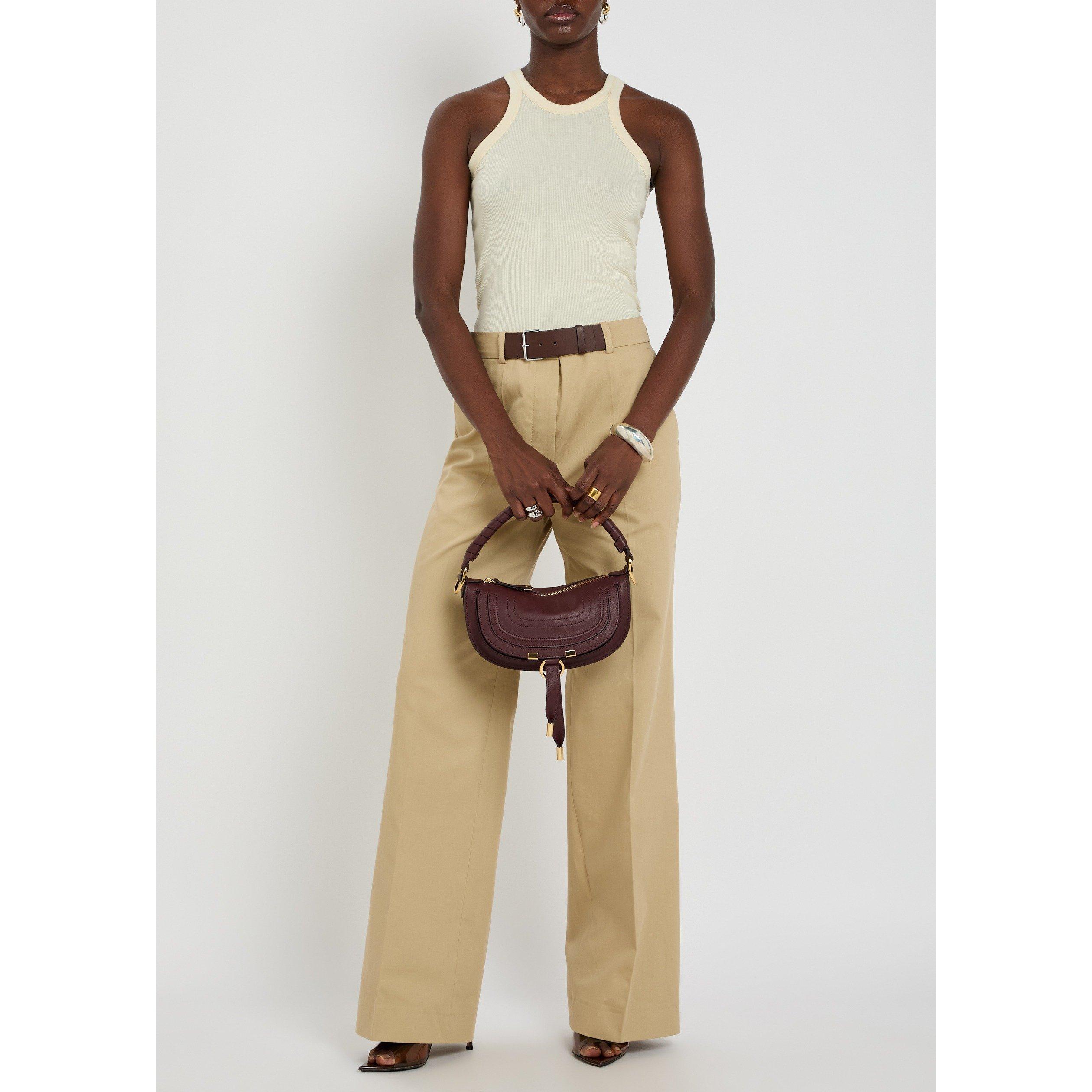KHAKI - Tory Burch - Women's Belted Cotton Straight Trousers - 5