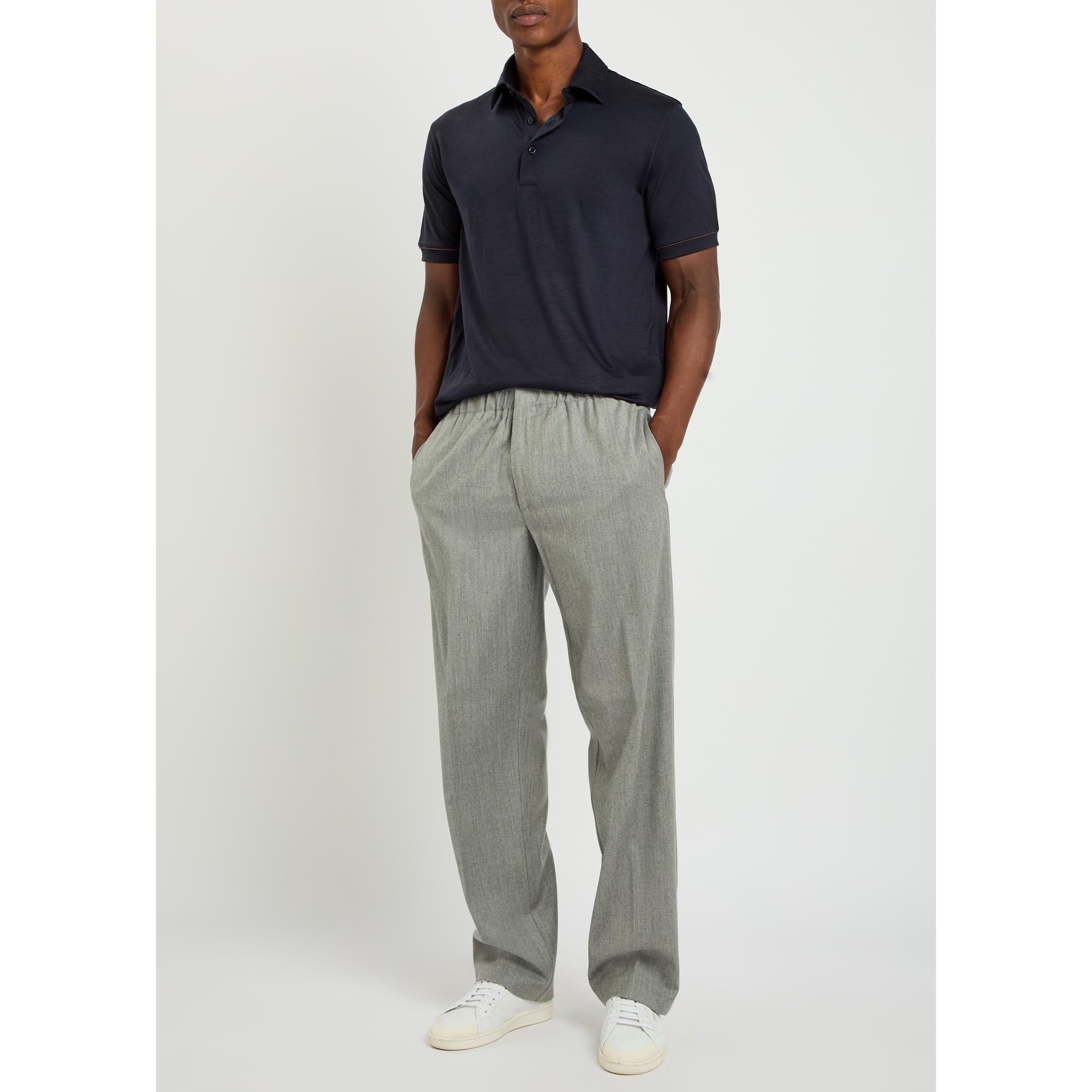 NAVY - Herno - Men's Wool Short-Sleeve Polo Shirt - 5