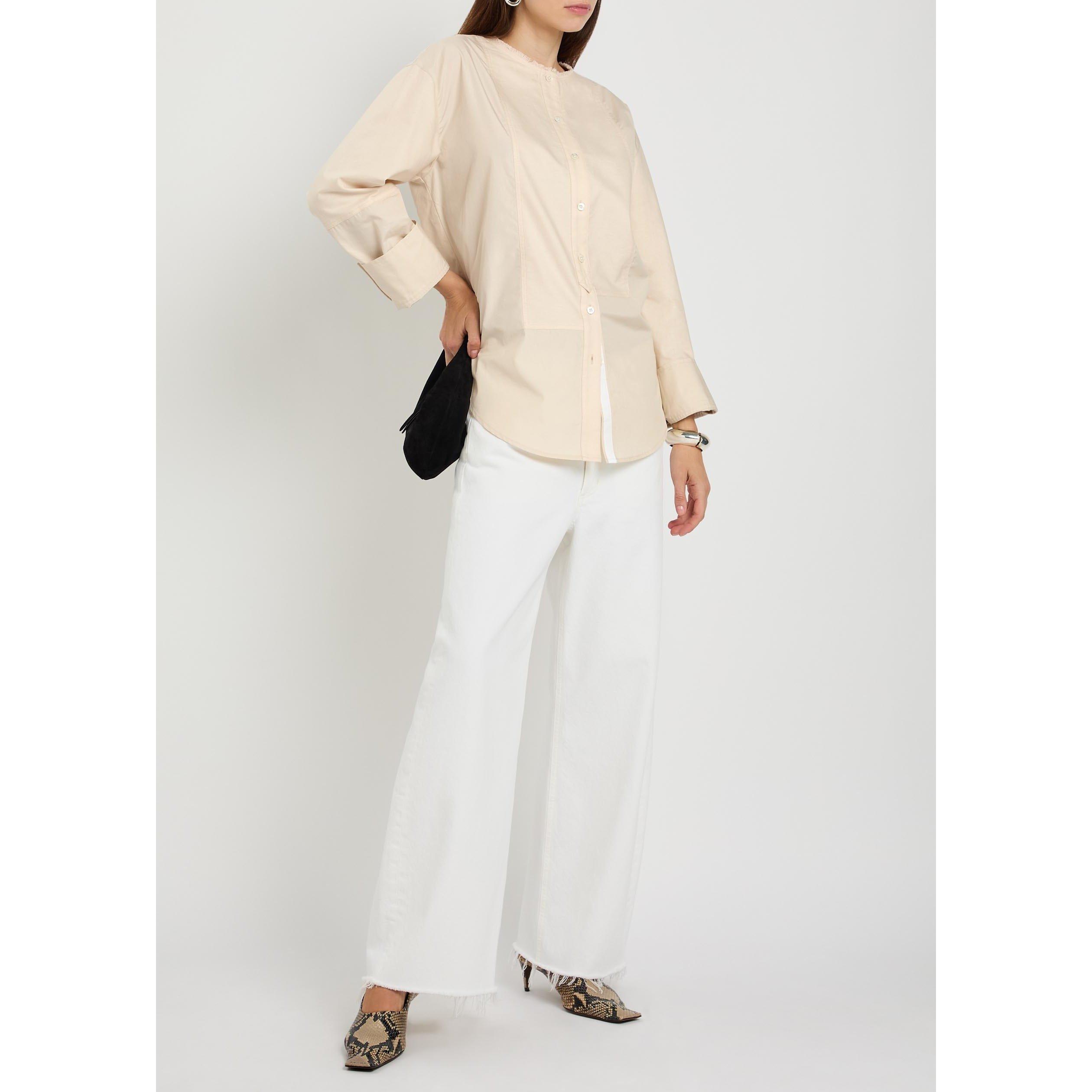 STONE - Philip Lim - S COLLARLESS COTTON POPLIN SHI - 5
