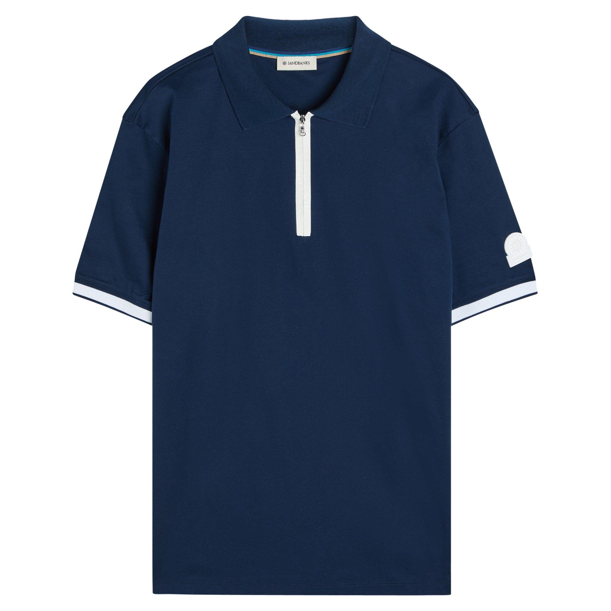 NAVY - Sandbanks - SB POLO SS 1/4 ZIP SILICON