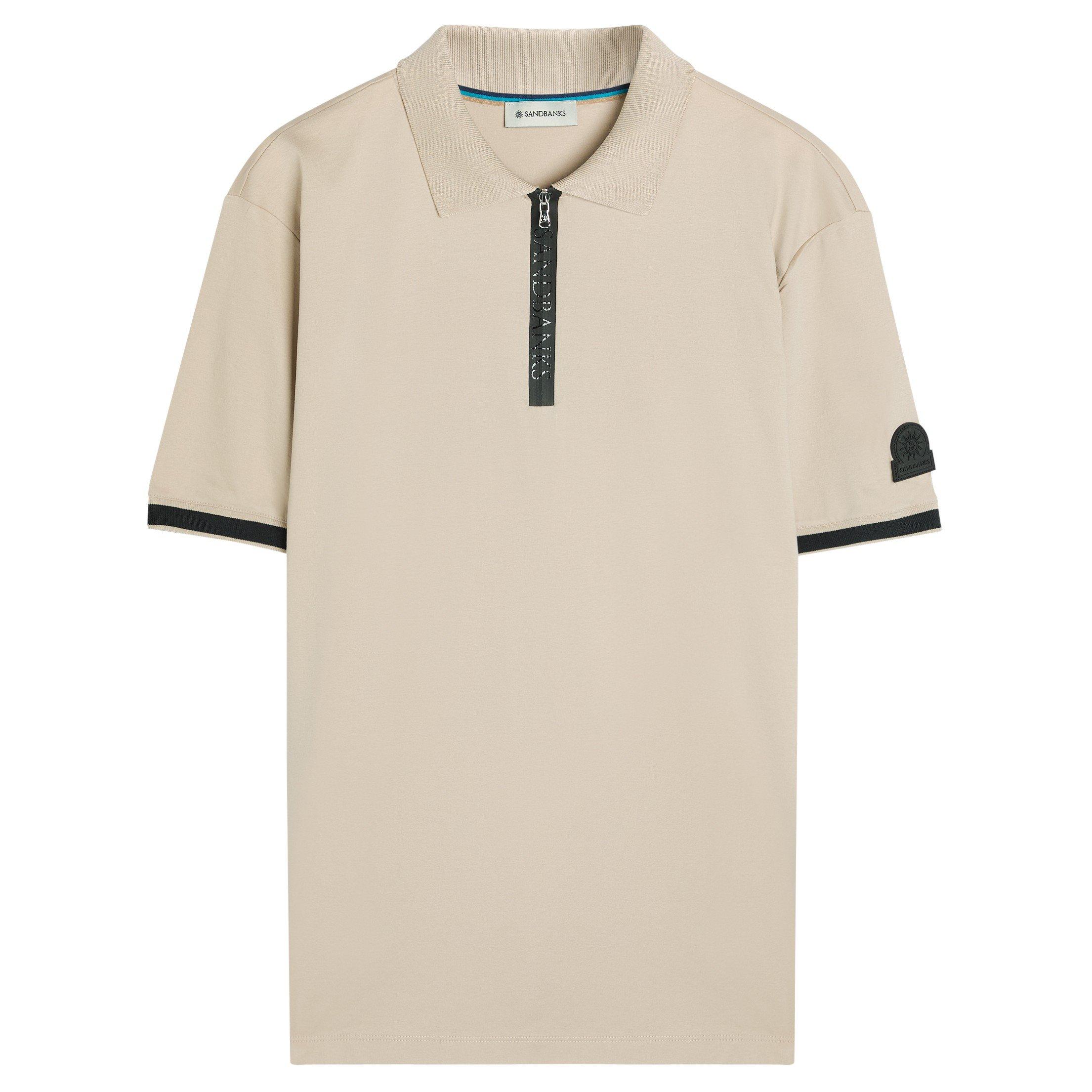 BEIGE - Sandbanks - SB POLO SS 1/4 ZIP SILICON - 1