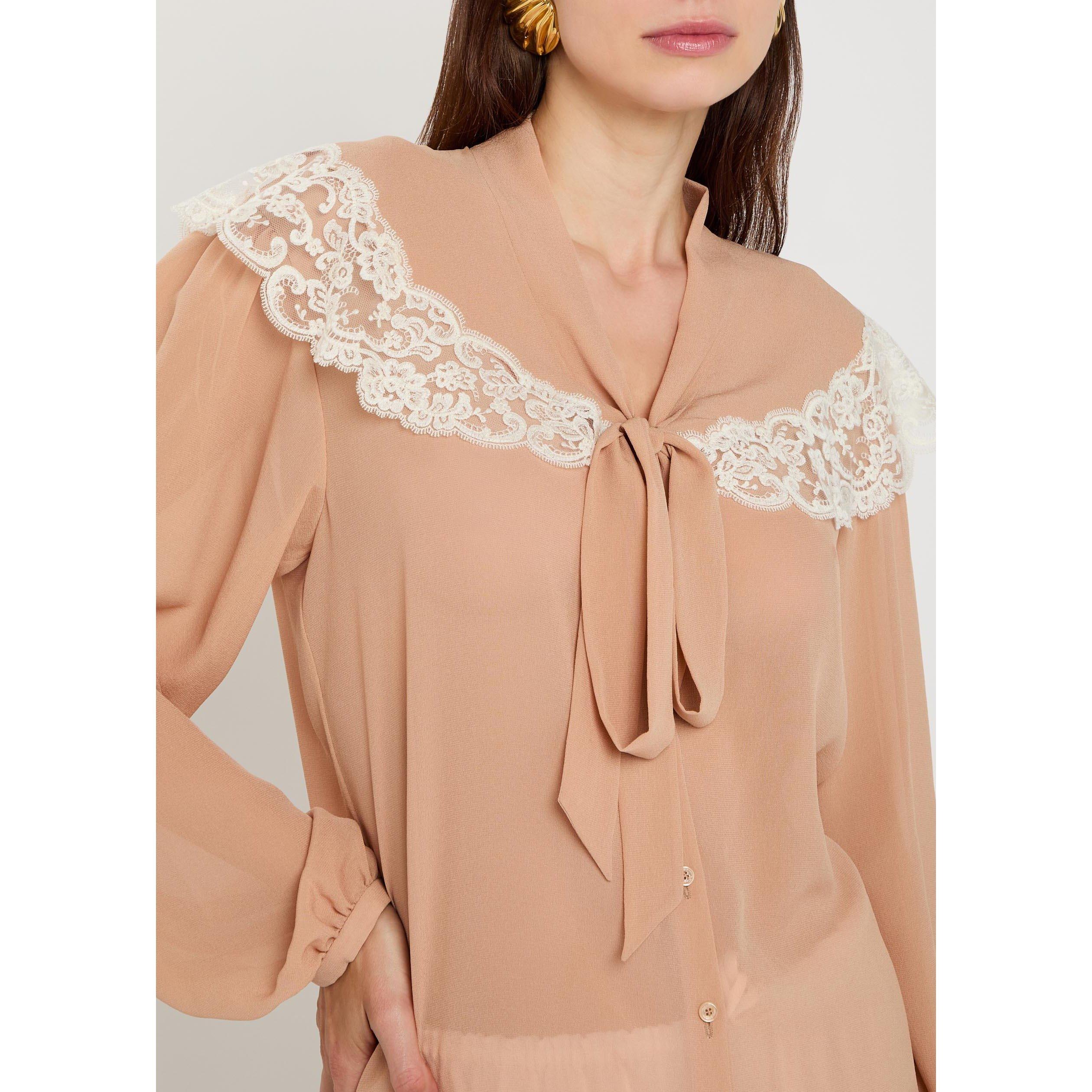 PINK - Chloe - Women's Silk Long-Sleeve Blouse - 4