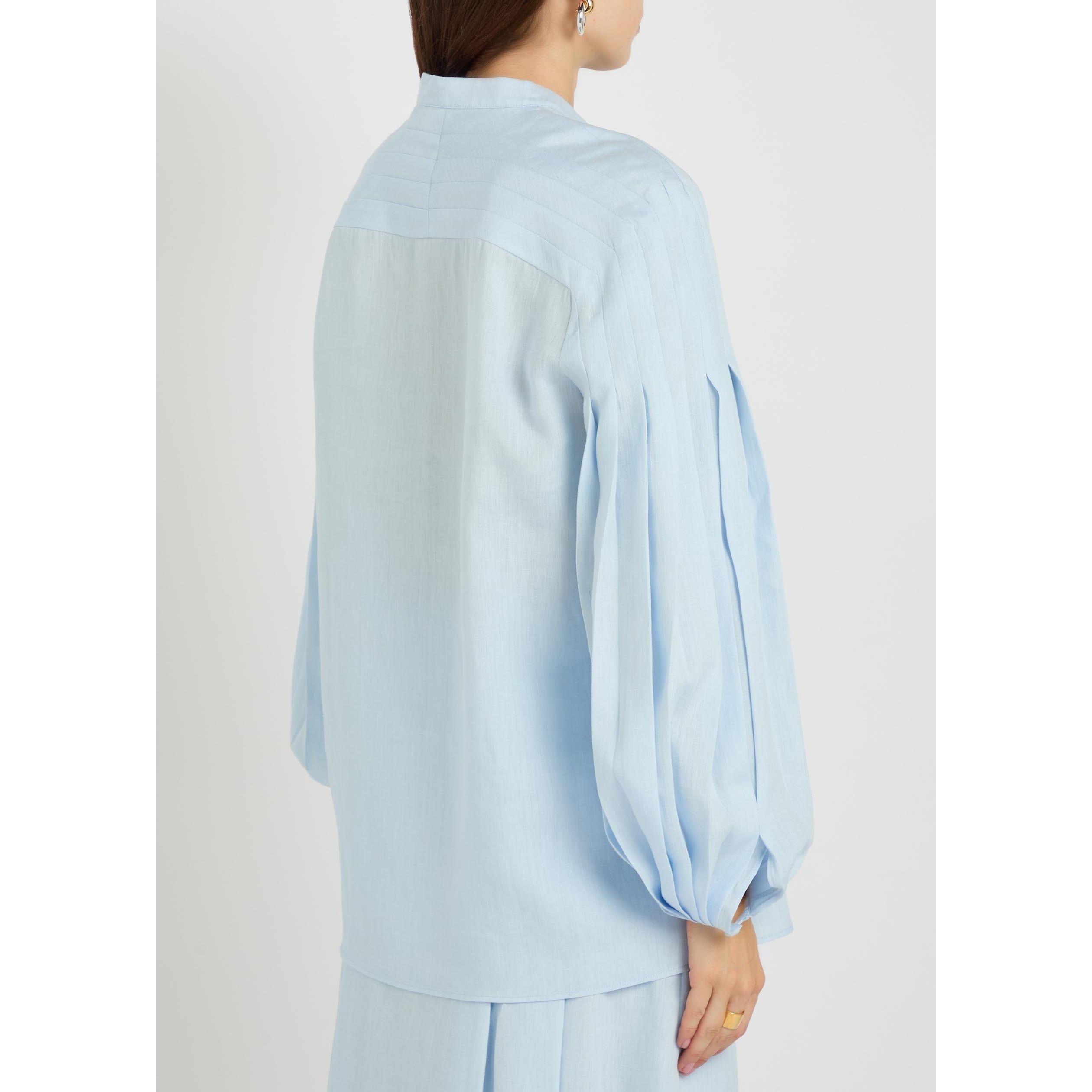 LIGHT BLUE - Gabriela Hearst - Women's Laetitia Long-Sleeve Linen Blouse - 3