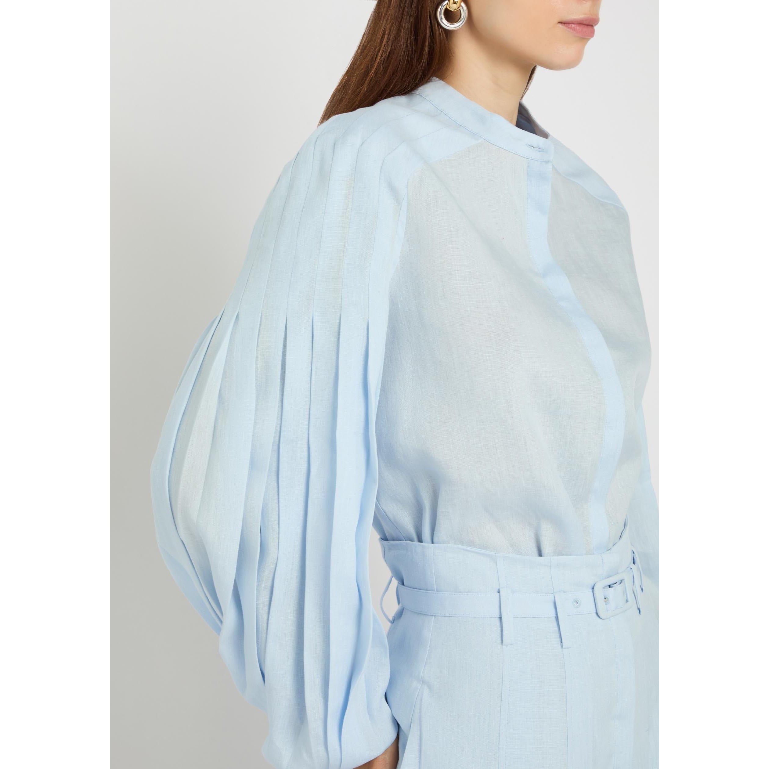 LIGHT BLUE - Gabriela Hearst - Women's Laetitia Long-Sleeve Linen Blouse - 4